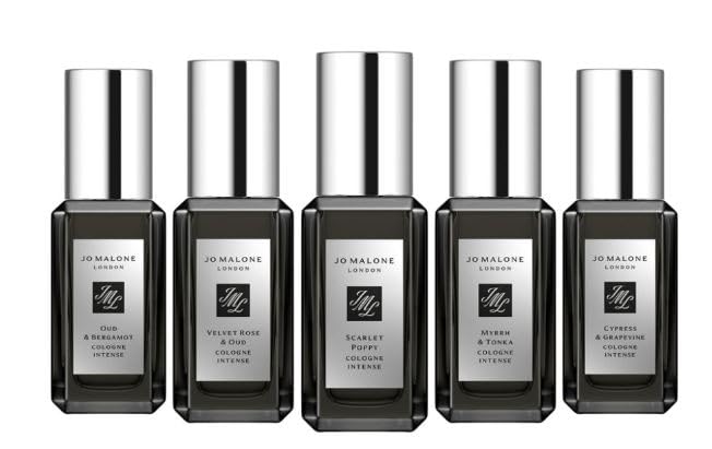 Jo Malone London Intense Cologne Collection - Luxury Fragrance Gift Set with 5 Mini Perfumes (0.3 fl oz/9ml Each) - Perfect for Travel, Gifting & Everyday Elegance