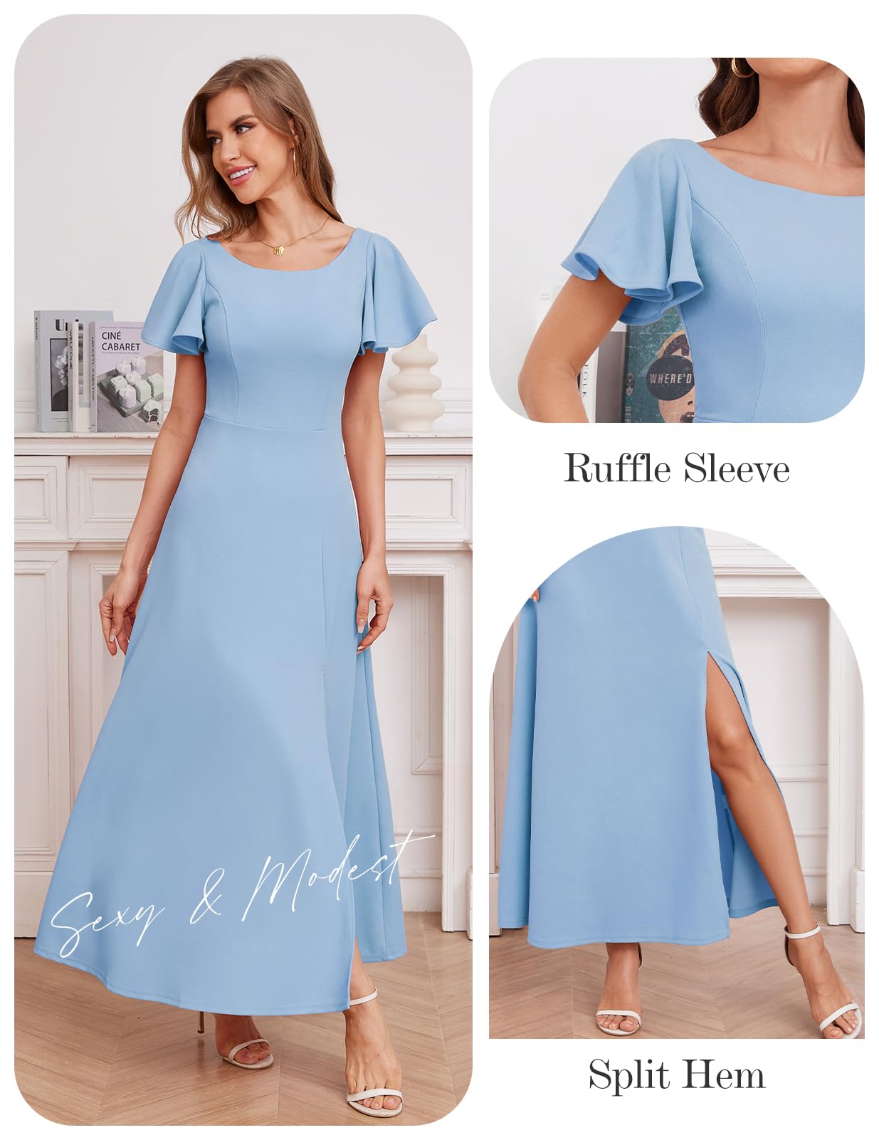 Elegant Formal Dresses for Women | Cocktail Wedding Guest Party Prom Gowns | Long Split Evening Dresses for Special Occasions & Red Carpet Events