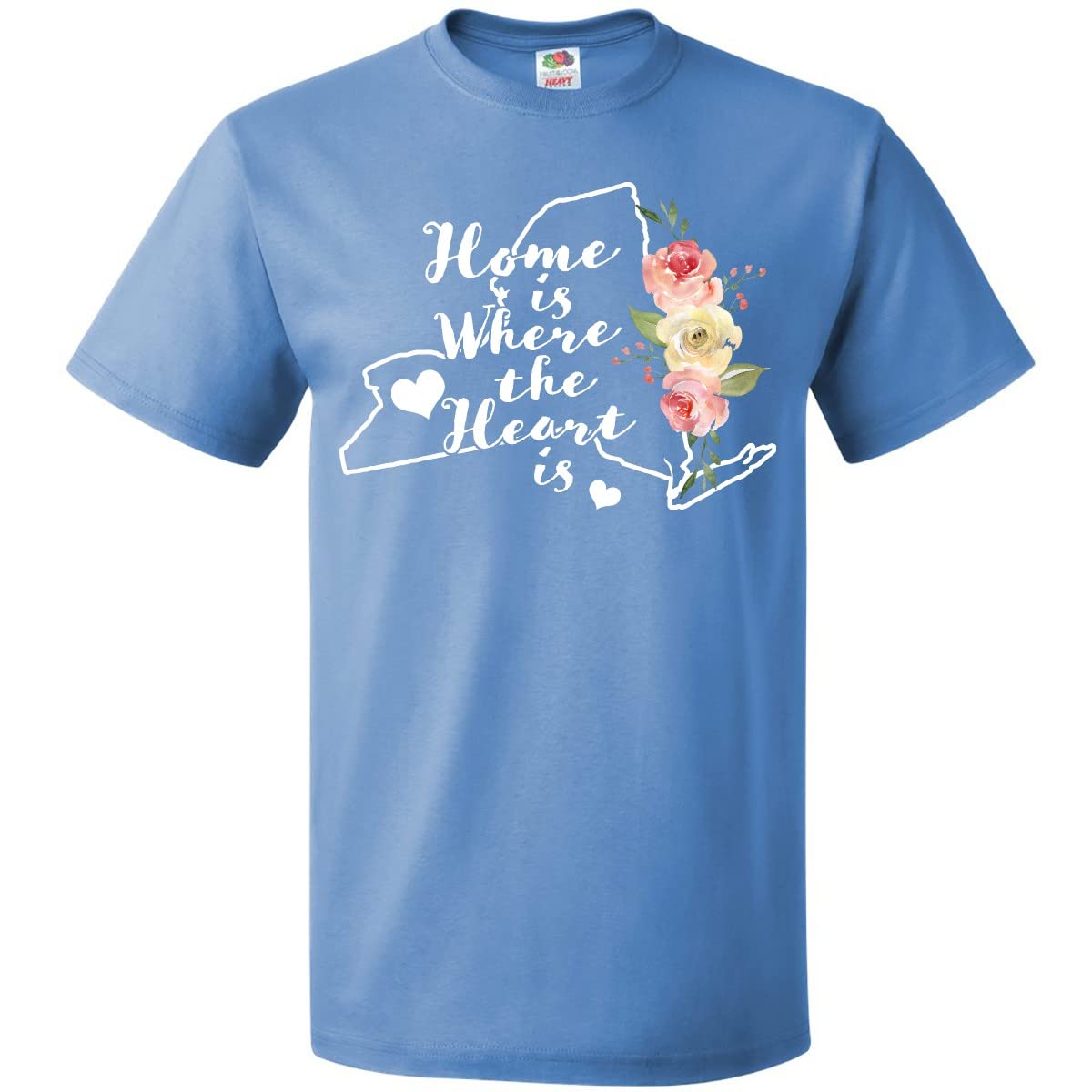 Inktastic New York Home is Where The Heart is Watercolor Floral T-Shirt - Soft Cotton Graphic Tee for Women - Perfect for Casual Wear, Travel & Gifts