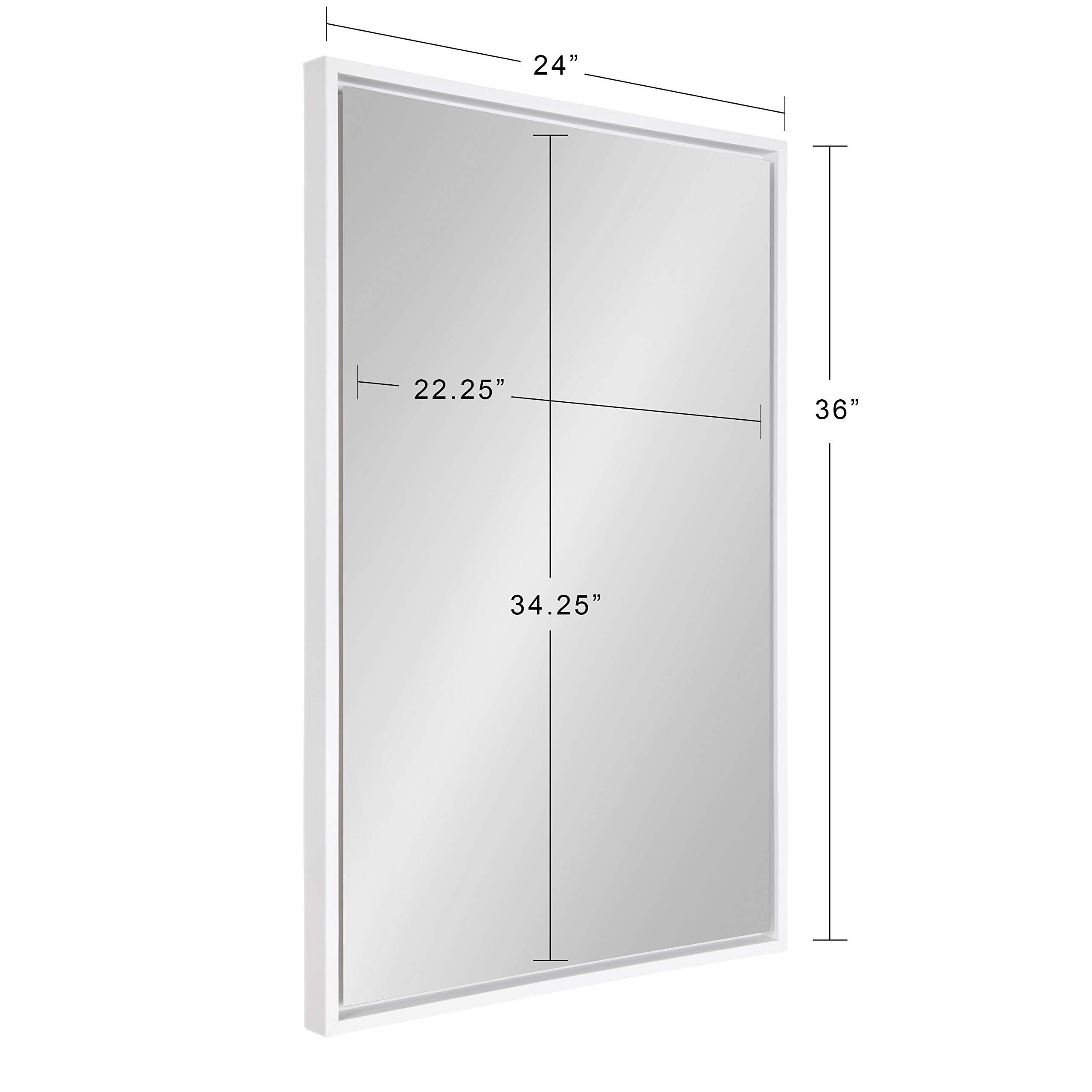 Kate & Laurel Evans Modern Floating Wall Mirror - 24x36 Inches, White Frame - Contemporary Chic Accent Mirror for Living Room, Bedroom & Entryway Decor