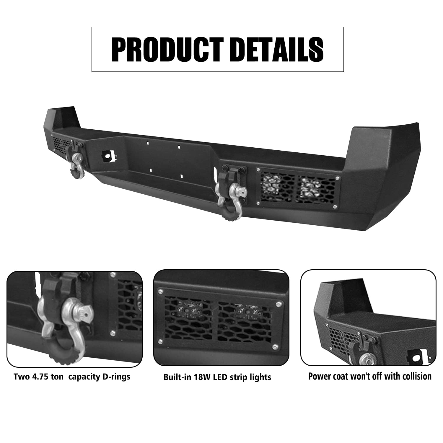 2005-2015 Toyota Tacoma Front & Rear Bumper Set with Winch Bracket - Textured Black Off-Road Bumpers for Enhanced Protection & Style | Perfect for Off-Roading, Overlanding & Truck Customization