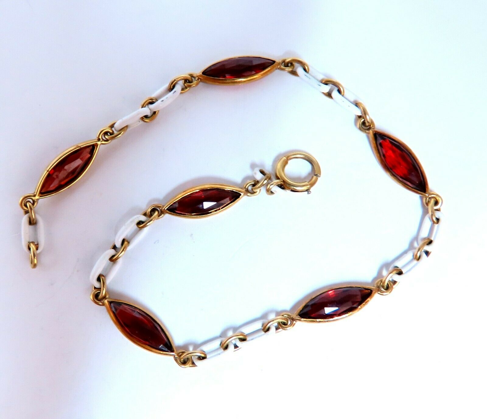 3ct Natural Garnet Station Link Bracelet in 14kt Gold - Elegant Jewelry for Women, Perfect for Weddings, Parties & Everyday Wear