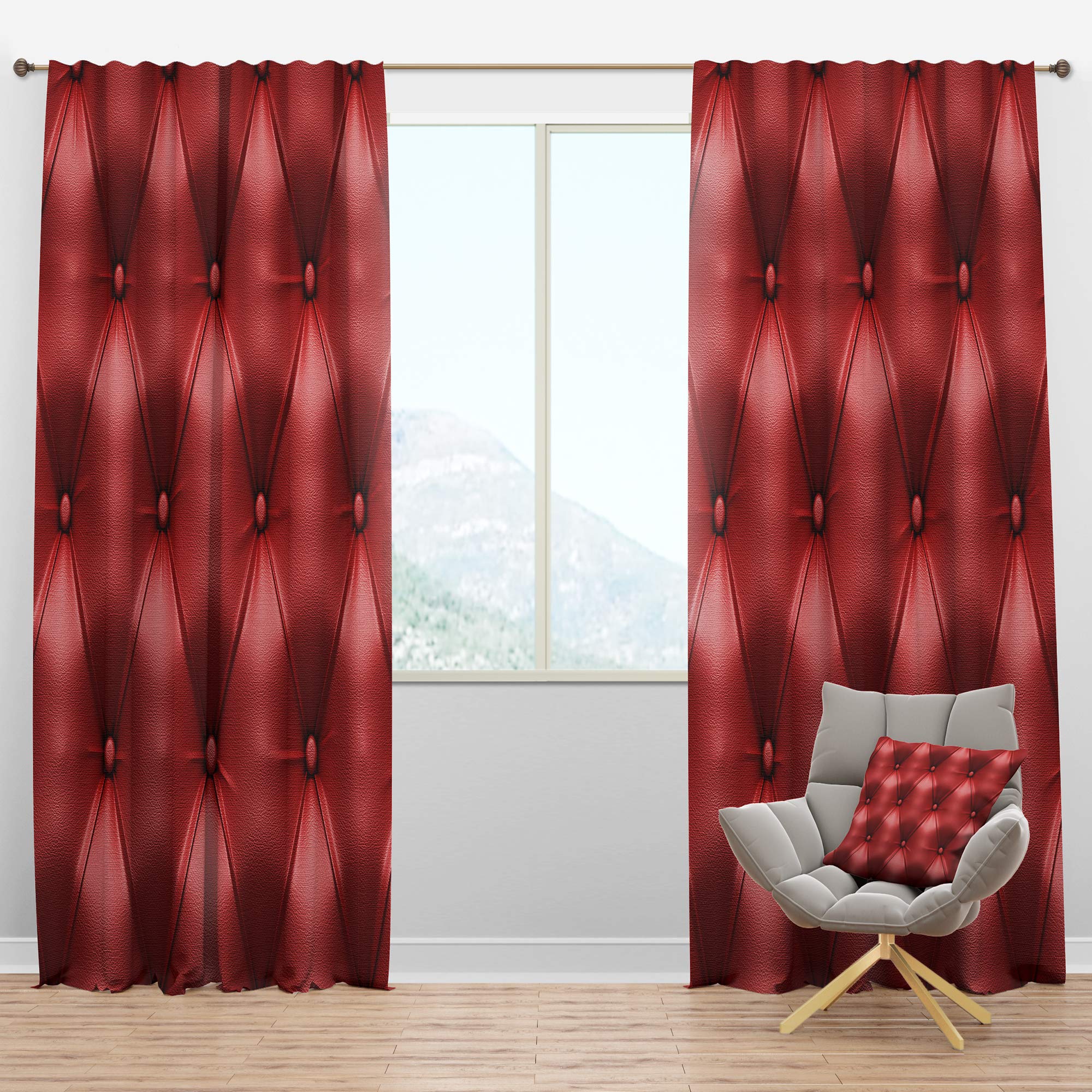 Luxury Classic Red Leather Blackout Curtains - Thermal Insulated Single Panel (52x120 inches) for Bedroom & Living Room - Noise Reducing & Energy Saving Window Drapes for Home Theater, Nursery, and Office Privacy