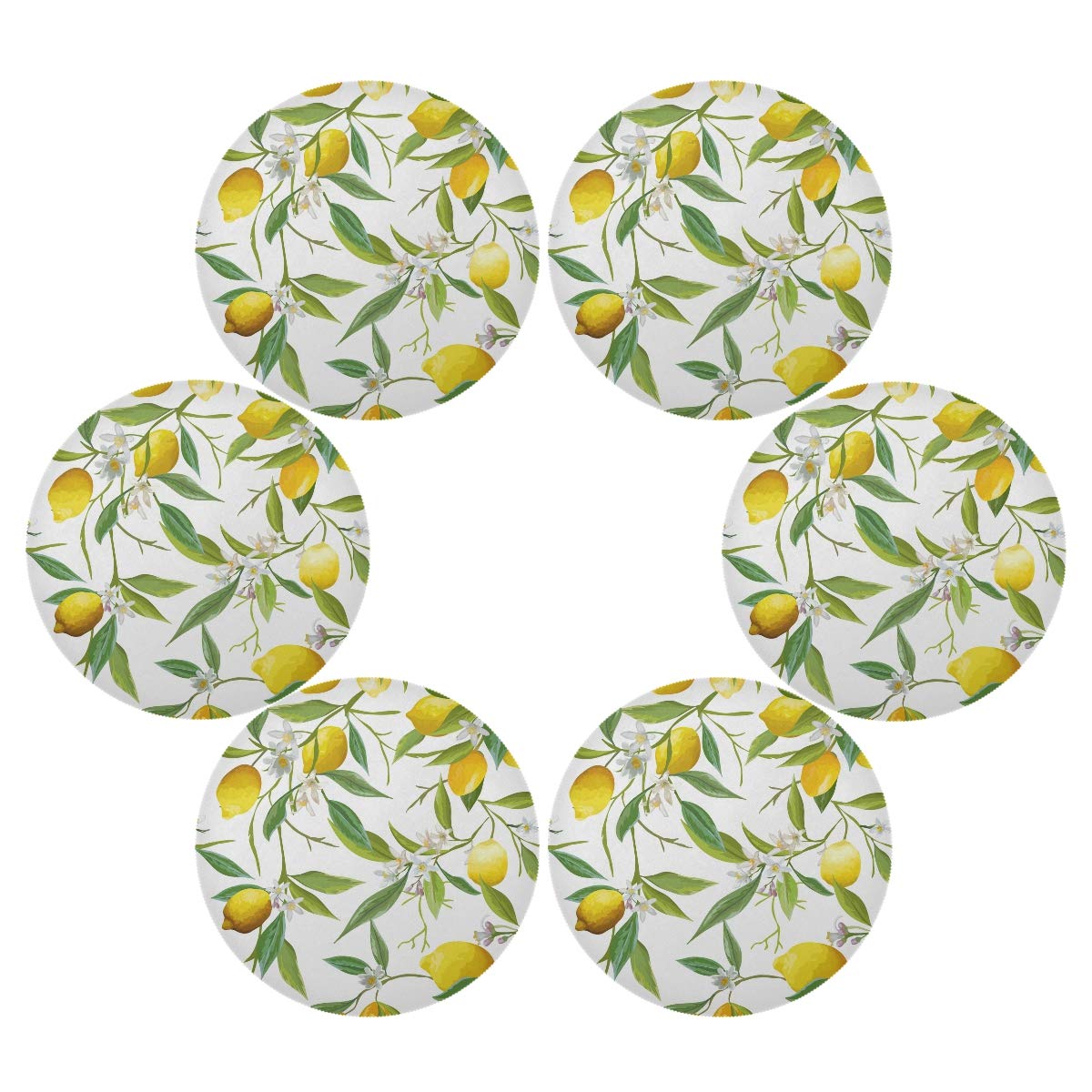 Blueangle Lemon Placemats Set of 4 - Non-Slip Round Table Mats for Dining, Heat Resistant & Decorative - Perfect for Kitchen, Picnic, and Party Decorations