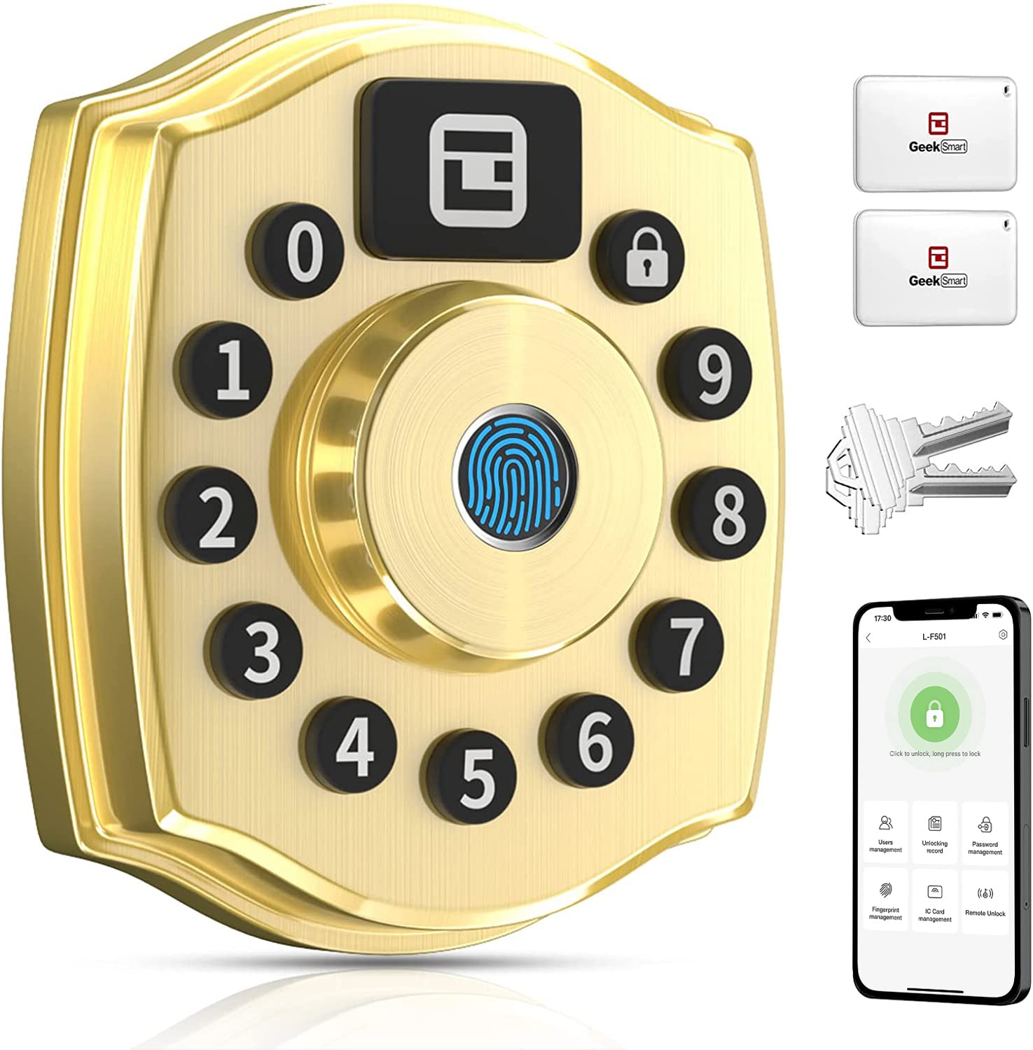Smart Door Lock - 5-in-1 Keyless Entry Deadbolt with Keypad, APP Control, IC Card & Mechanical Key | Auto-Lock Security | IP65 Waterproof for Front Door | Perfect for Smart Homes, Vacation Rentals & High-Security Needs