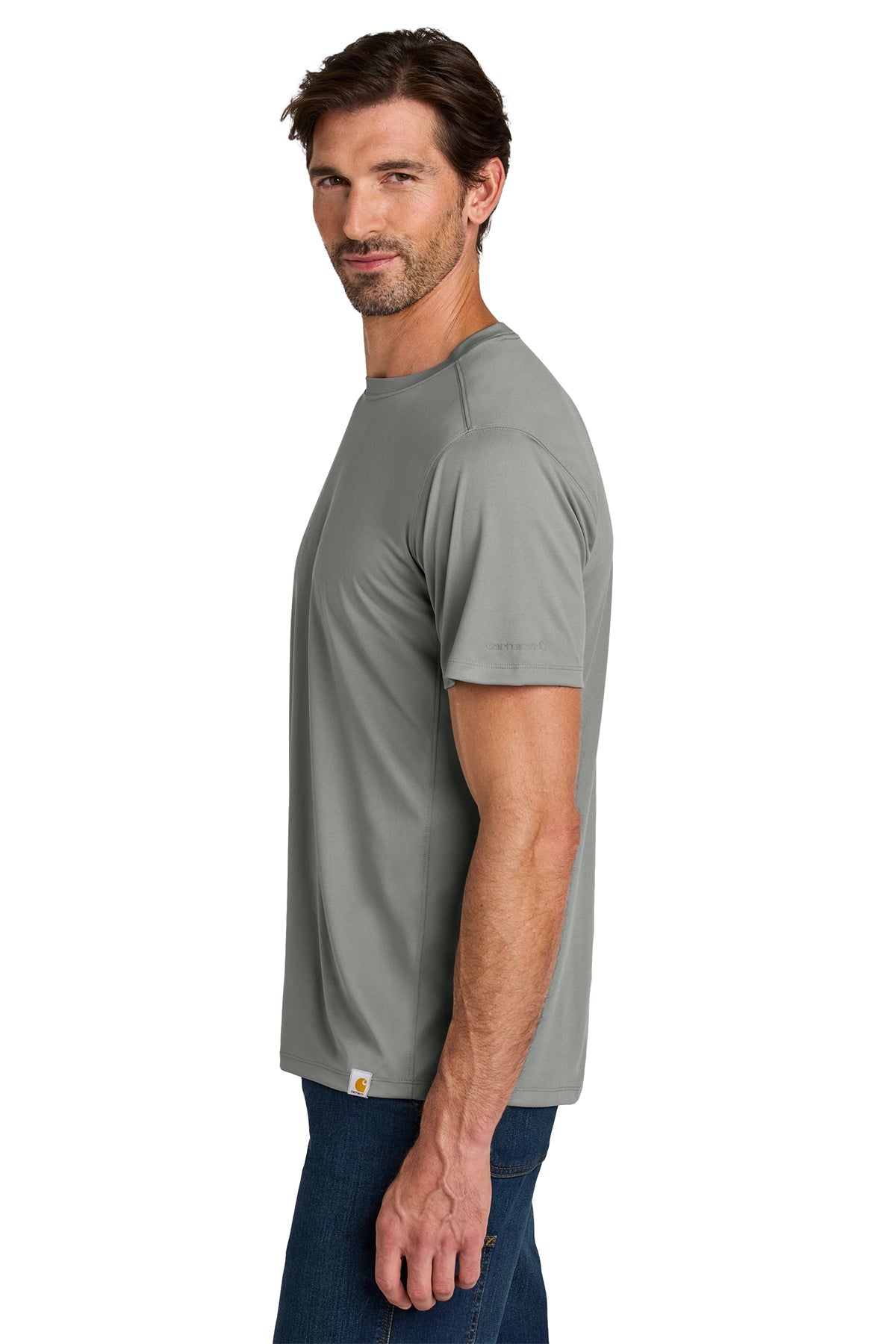Carhartt Force Sun Defender Short Sleeve T-Shirt for Men - UPF 50+ UV Protection, Moisture Wicking, Lightweight Work Shirt - Asphalt Grey - Perfect for Outdoor Work, Hiking & Summer Activities