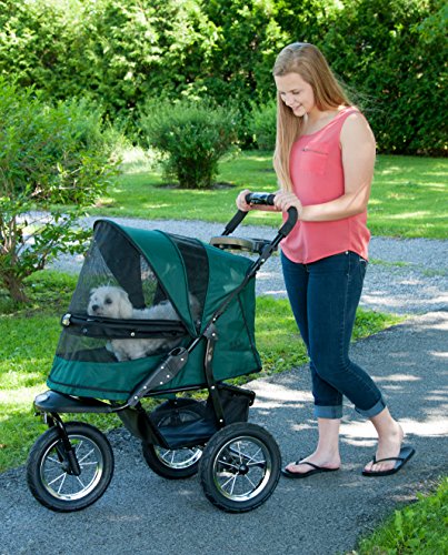 Pet Gear No-Zip Jogger Pet Stroller for Small Dogs & Cats - Zipperless Entry, Airless Tires, One-Hand Fold - Includes Cup Holder & Storage Basket - Perfect for Jogging, Shopping & Outdoor Adventures
