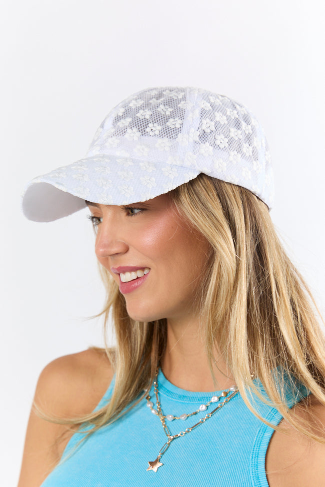 White Eyelet Hat for Women - Breathable Summer Sun Hat with Wide Brim - Perfect for Beach, Gardening, and Outdoor Activities
