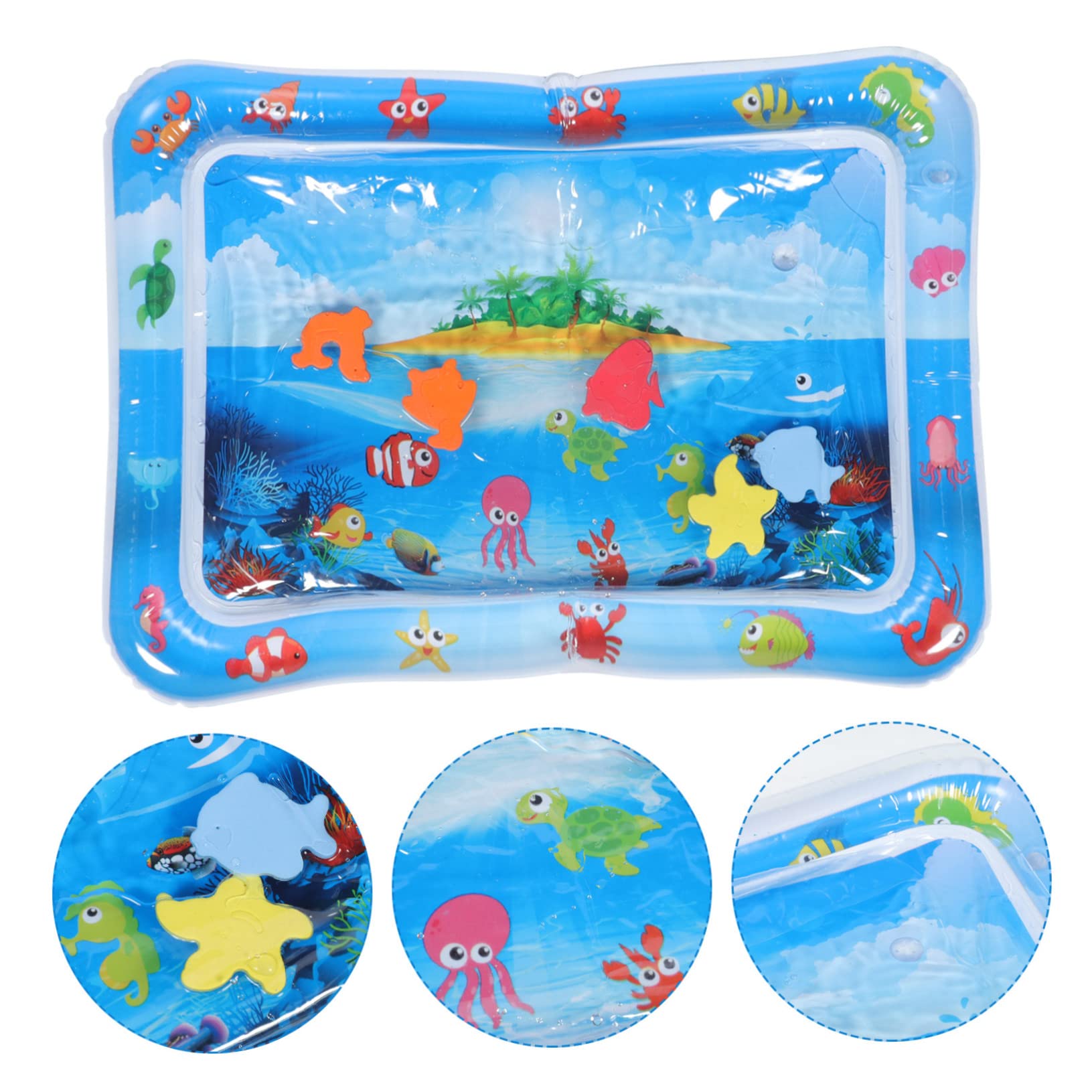 HEMOTON Inflatable Water Play Mat for Babies - Sensory Tummy Time Activity Mat with Floating Fish Toys, Non-Toxic PVC for Safe Play - Perfect for Floor Play, Learning & Development, Indoor & Outdoor Use