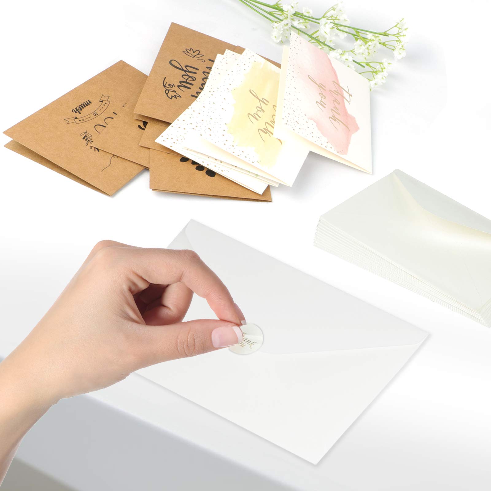 12 Pack Thank You Cards with Envelopes & Stickers - Multipack Greeting Cards for Christmas, Thanksgiving, Mother's Day, Father's Day - Perfect for Gifts, Appreciation Notes & Special Occasions