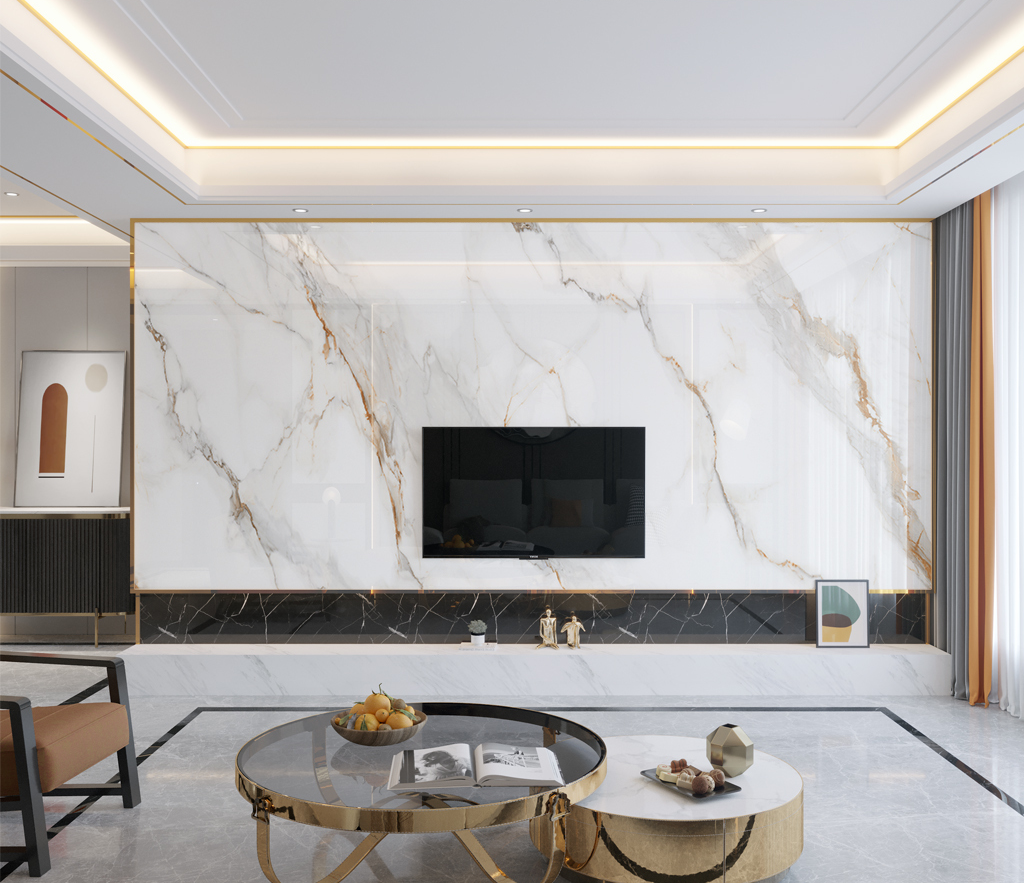 White Lines Stone Design Marble Wallpaper Murals - Peel and Stick Wallpaper for Living Room, Bedroom, Kitchen Decor