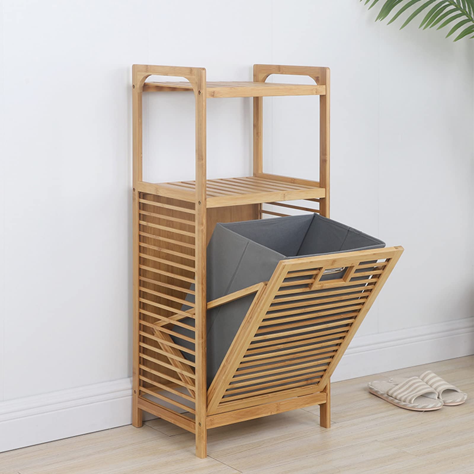 Eco-Friendly Bamboo Laundry Basket with Storage Shelf - Multi-Purpose Closet Organizer, Toy Storage Bin & Hamper for Dorm, Bedroom & Laundry Room - Perfect for Home Organization & Space Saving