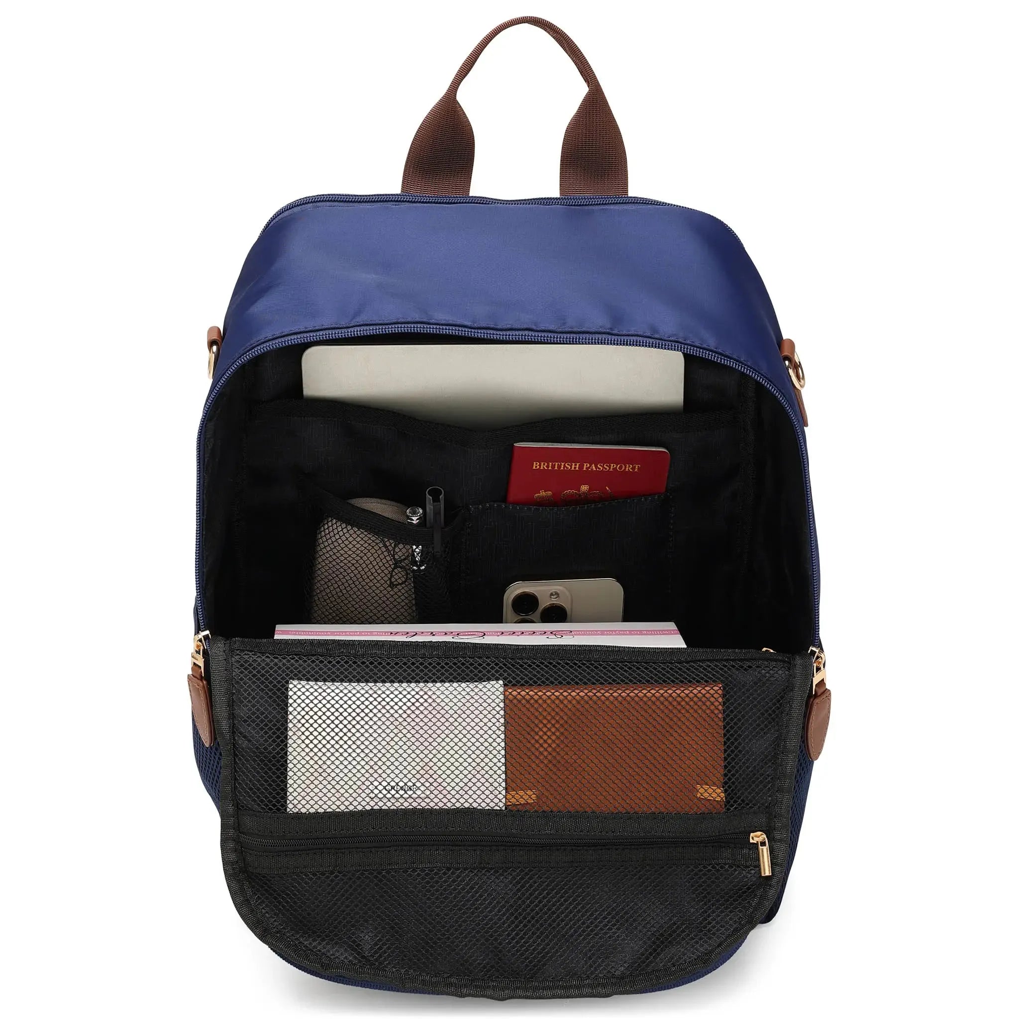 Premium 18L Twill & Vegan Leather Backpack for Travel, Work & College - Stylish Water-Resistant Laptop Bag with USB Charging Port | Perfect for Commuting, Business Trips & Campus Life