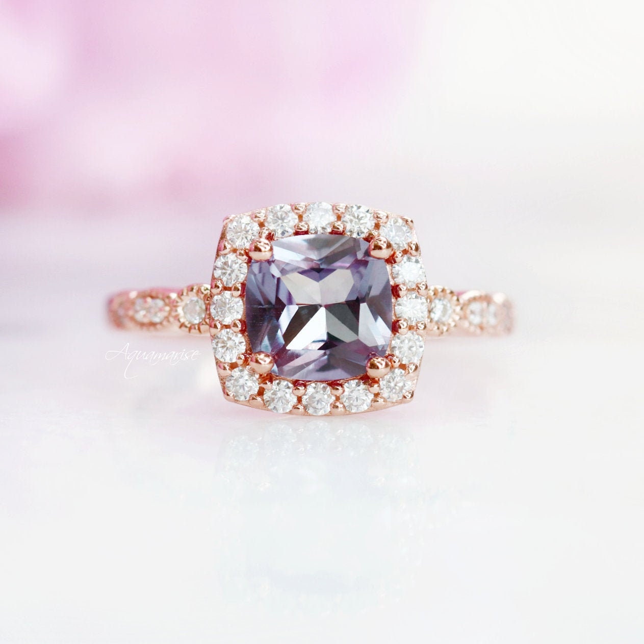 Luxe Alexandrite Ring 14K Rose Gold Vermeil - Elegant Birthstone Jewelry for Women, Perfect for Gifts, Anniversaries & Special Occasions