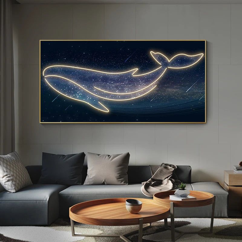 Whale LED Wall Lamp - Modern Art Decor Lighting for Living Room, Bedroom & Office - Energy-Efficient Dimmable Ambient Light