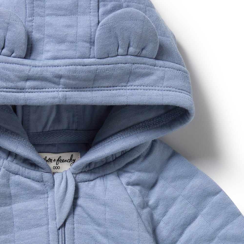 Sky Blue Organic Quilted Jacket for Women - Lightweight Eco-Friendly Winter Coat - Perfect for Outdoor Activities, Hiking & Casual Wear