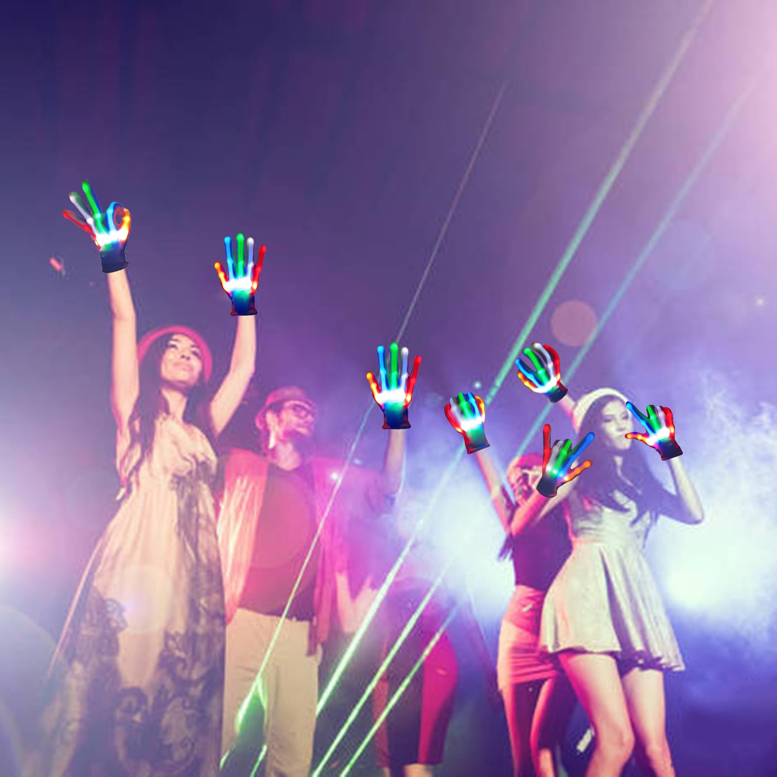 LED Glow Gloves for Kids Ages 3-8 - Light Up Party Toys for Boys & Girls - Fun Halloween, Christmas, Easter & Birthday Gifts - Small Size for Safe Play at Night Parties, Raves & Concerts