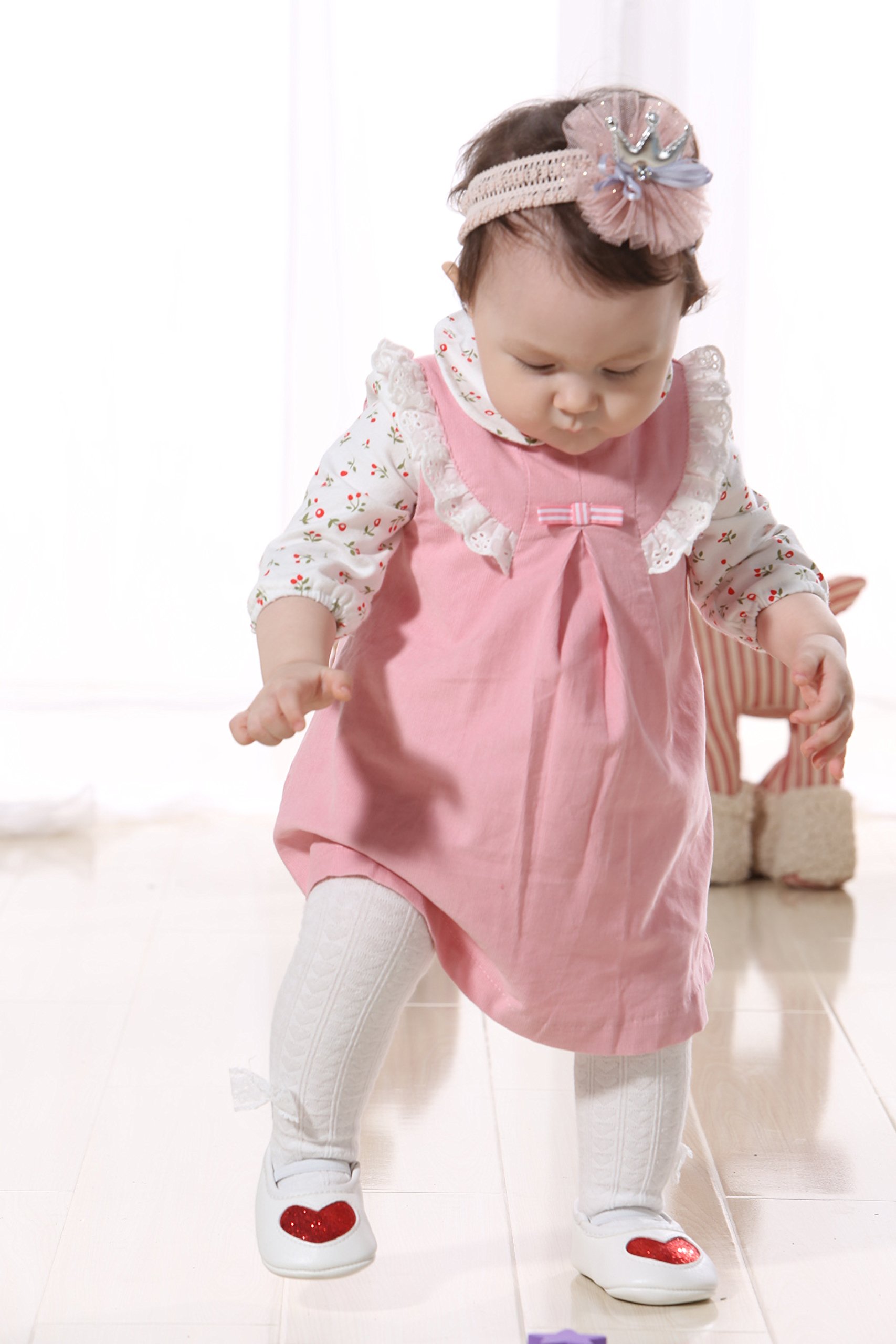 Newborn Baby Girls Outfit Set - Floral T-Shirt & Sleeveless Dress Combo | Infant Clothes 3M-18M | Perfect for Photoshoots, Parties & Special Occasions