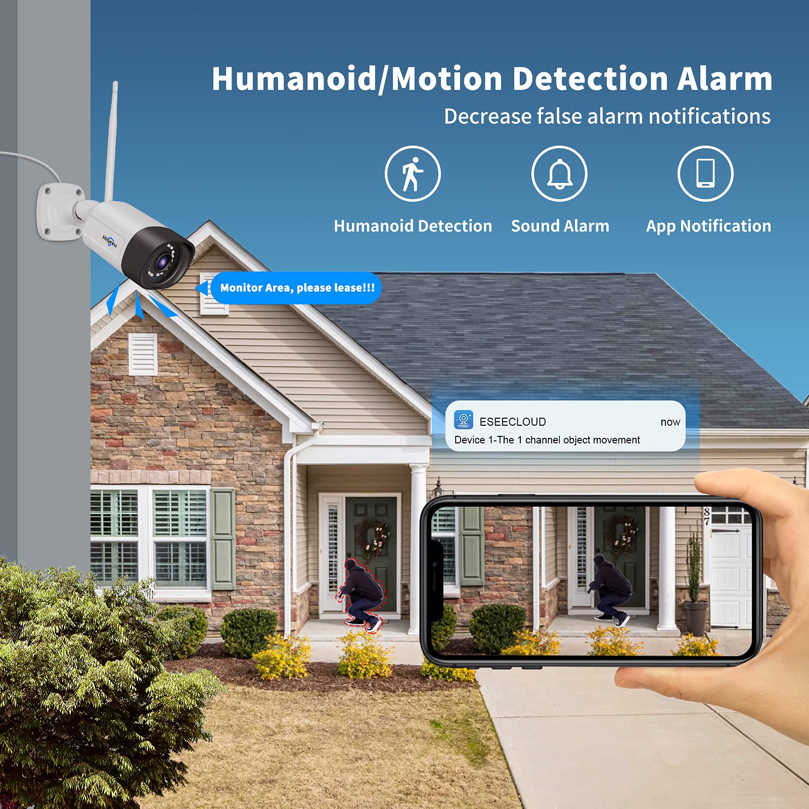 Hiseeu 5MP Outdoor Security Camera with 2-Way Audio, Waterproof WiFi IP Camera, Night Vision & Motion Detection, Remote Access for iOS/Android/PC - Ideal for Home Surveillance, Backyard Monitoring, and Business Security
