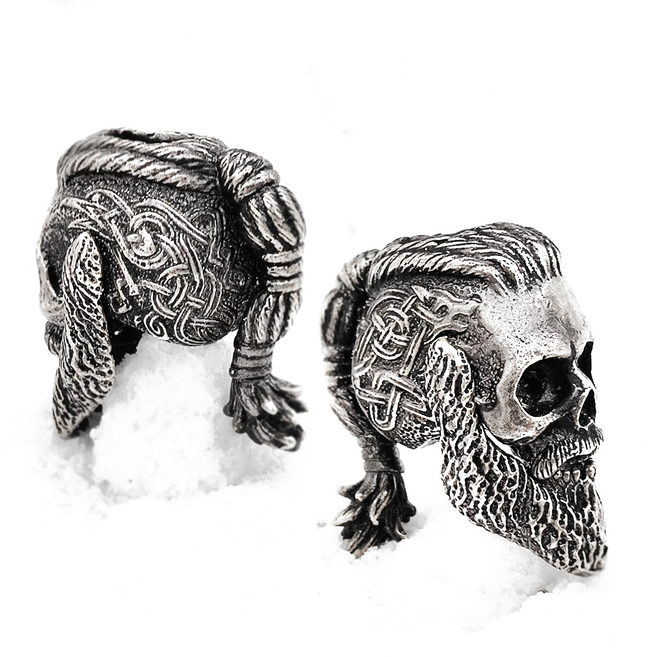 Ragnar Lothbrok Skull Paracord Bead - Metal EDC Lanyard Charm for Outdoor & Survival Gear