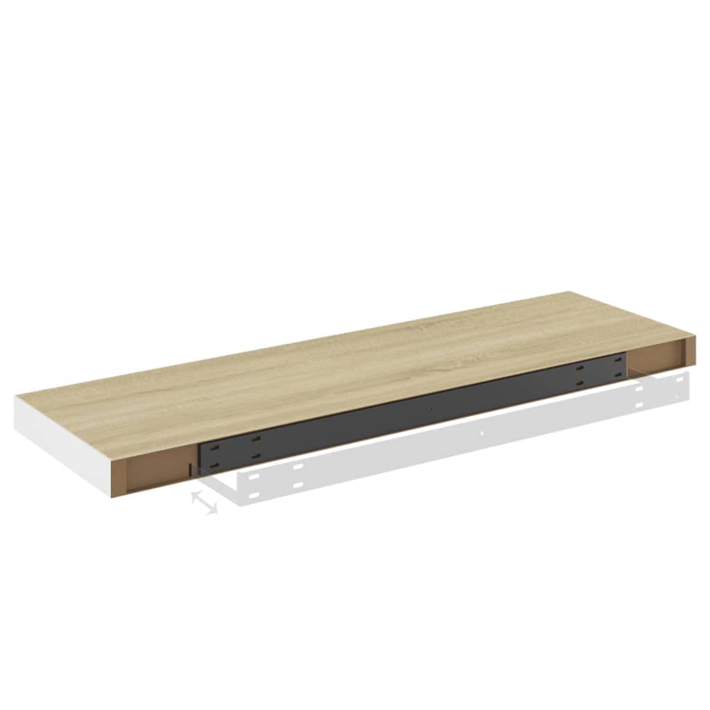 CHARMMA Floating Wall Shelves Set of 2 - Natural Oak & White MDF - 31.5