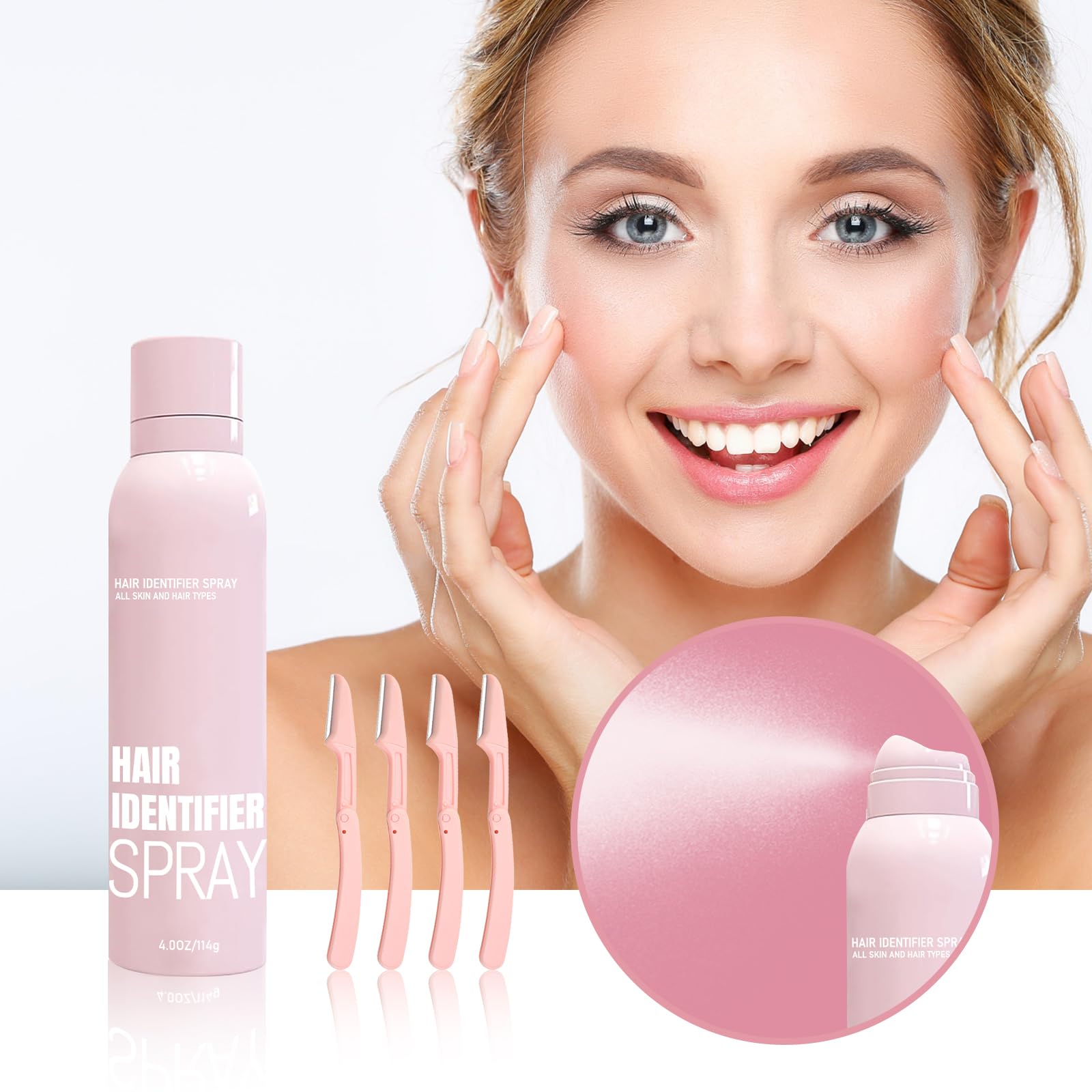 2025 Hair Identifier Spray for Face Shaving & Dermaplaning - Moisturizing Skin Care (4pcs) for Smooth Skin Prep