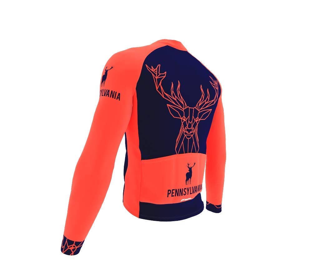 ScudoPro Pro Thermal Long Sleeve Cycling Jersey for Men - Pennsylvania State Icon Design, Warm Winter Bike Riding Gear for Road & Mountain Biking