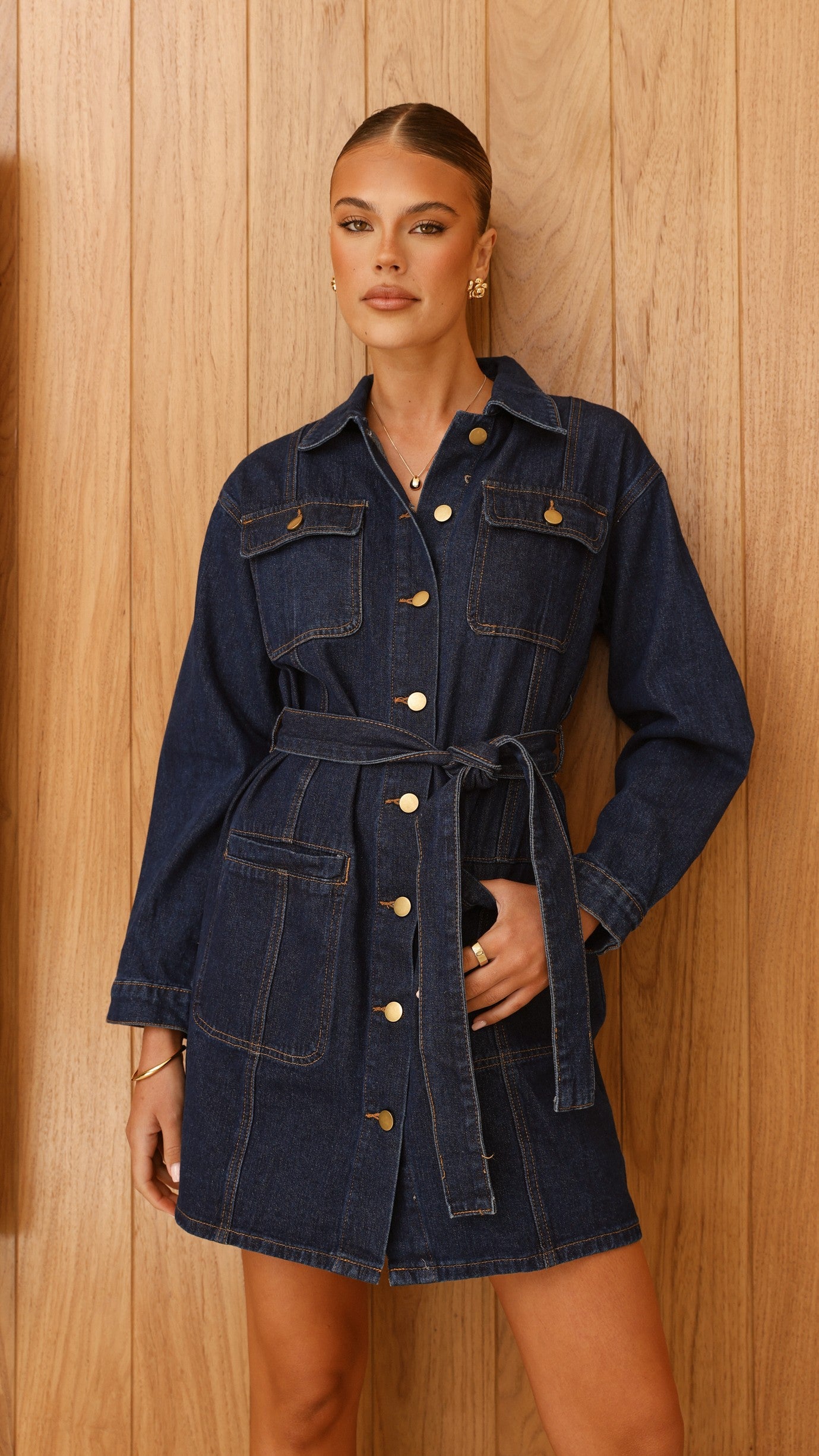 Kailas Women's Mini Dress - Indigo Denim Stretch Denim Short Sleeve Casual Summer Dress for Party, Date Night & Beach Vacation