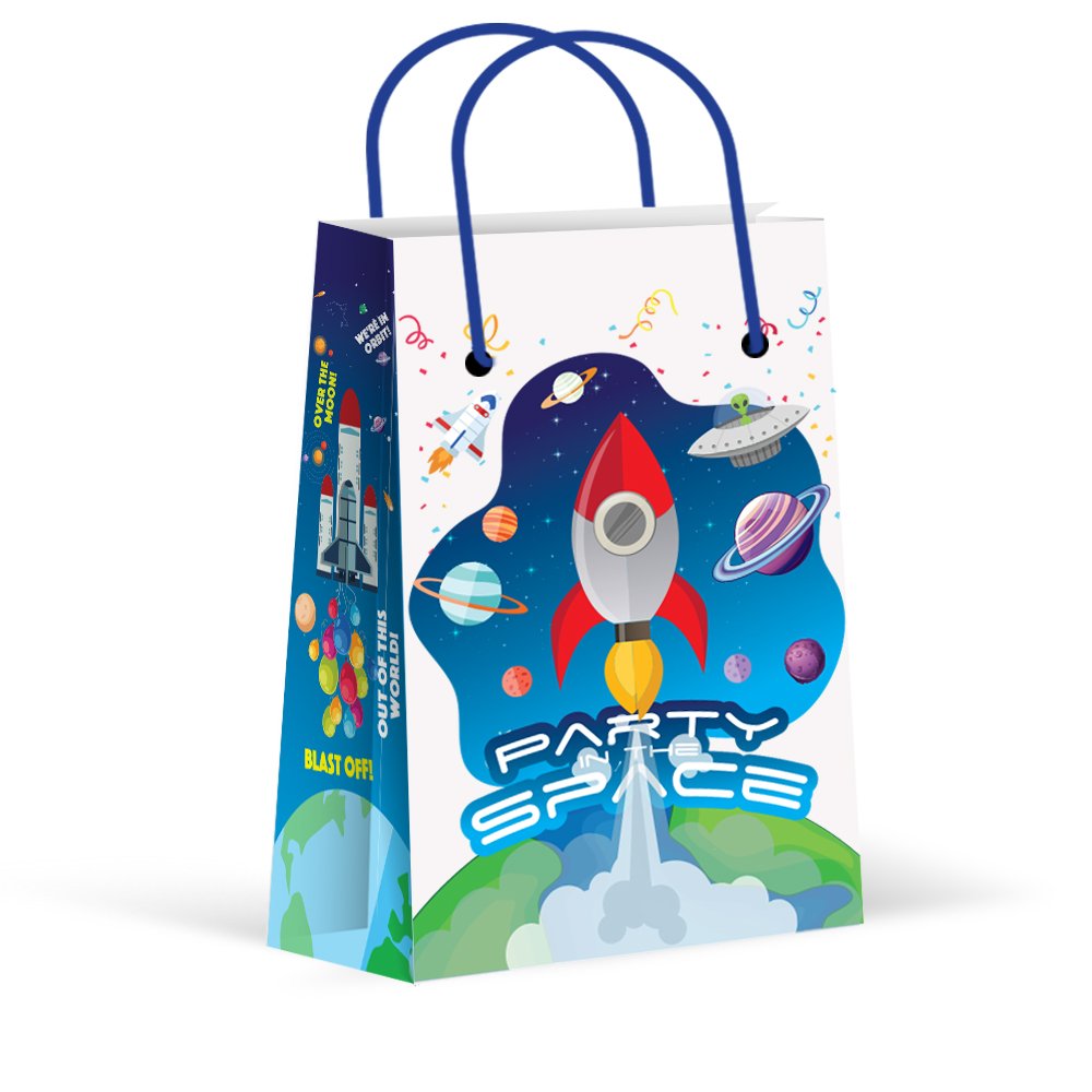Premium Space Party Favor Bags - Astronaut Themed Treat & Goody Bags for Kids - 12 Pack - Perfect for Birthday Parties, School Events & Space-Themed Decorations