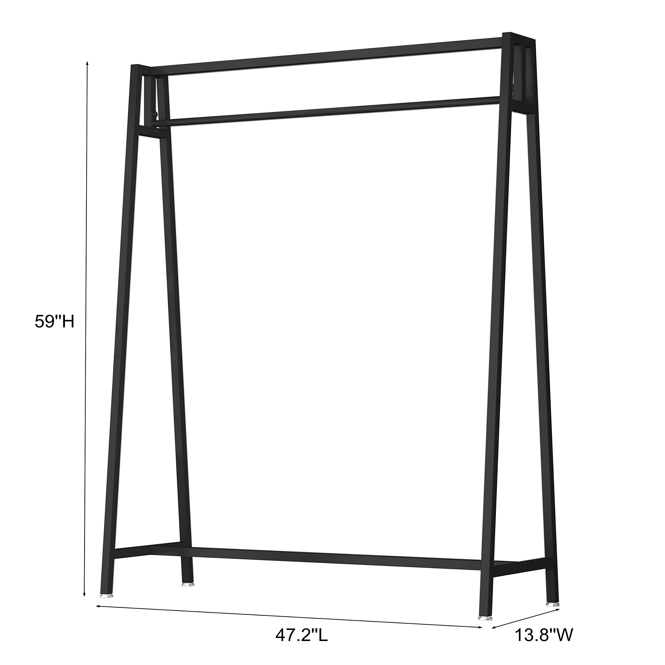 Black Metal Clothing Rack - Heavy Duty Garment Display Rack for Home & Store (47 Inch) | Modern Wardrobe Organizer for Bedroom, Closet & Retail Shop