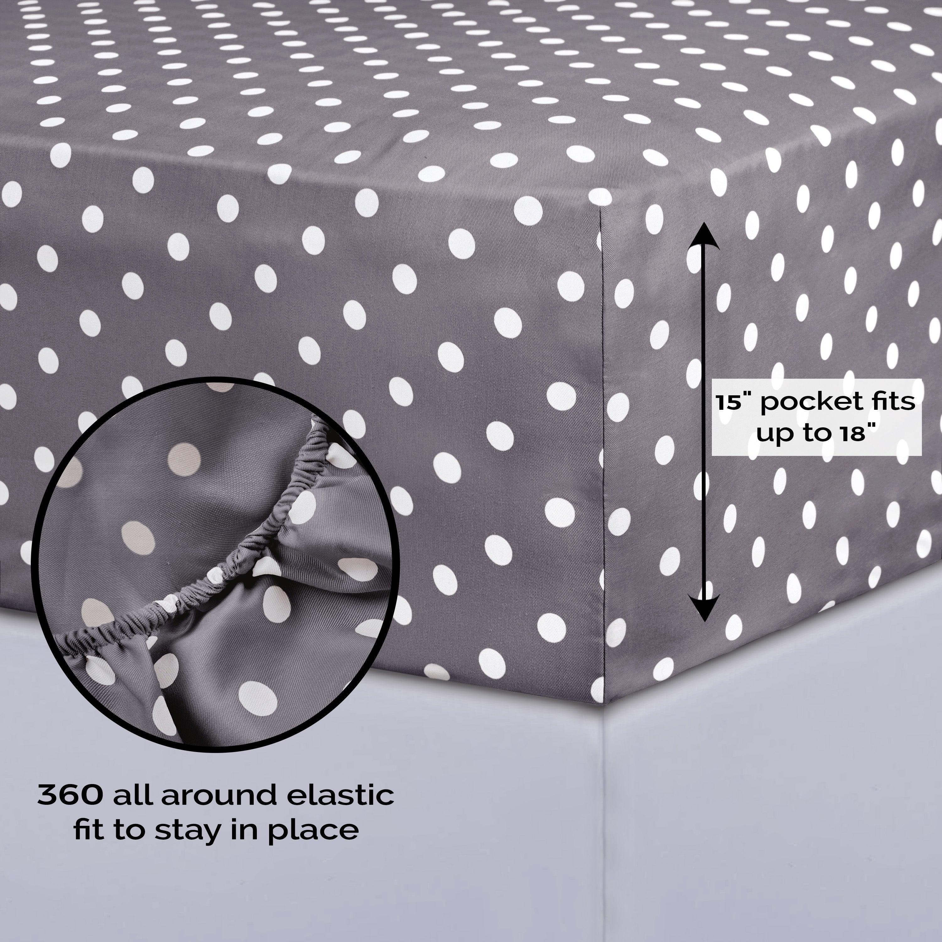 Polka Dot 600 Thread Count Cotton Blend Deep Pocket Sheet Set - Queen Size Bed Sheets for Comfortable Sleep - Perfect for Master Bedroom, Guest Room & Dorm