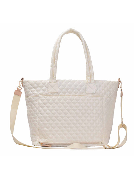 Tosca MET980 Metro Quilted 15-inch Laptop Tote Bag for Women - Stylish Work Bag in Mushroom Color - Perfect for Office, Business Travel & Daily Commute