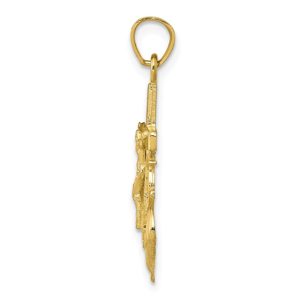 10K Solid Yellow Gold Anchor Mariner Cross Pendant Necklace Charm (30mm x 16mm) - Religious Jewelry Gift for Women, Wife, Mom, Men, Husband, Dad - Perfect for Baptism, Confirmation, Christmas & Everyday Wear