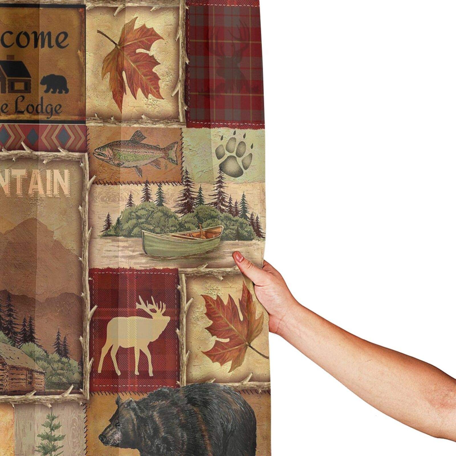 Lodge Bear Moose Waterproof Shower Curtain Set - 72x72 Inch Rustic Bathroom Decor with 12 Hooks, Quick Dry Bath Curtain for Farmhouse & Cabin Style - Perfect for Cozy Cabins, Hunting Lodges and Rustic Bathroom Themes