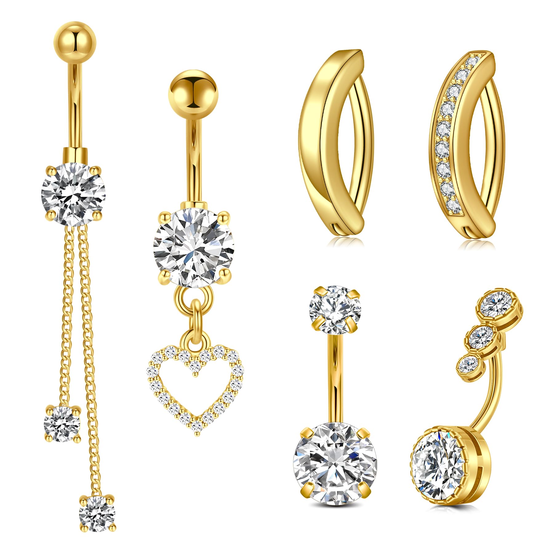 VCMART 14G Surgical Steel Belly Button Rings - Hypoallergenic Navel Piercing Jewelry for Women & Men - Perfect for Everyday Wear, Parties & Body Piercing Fashion