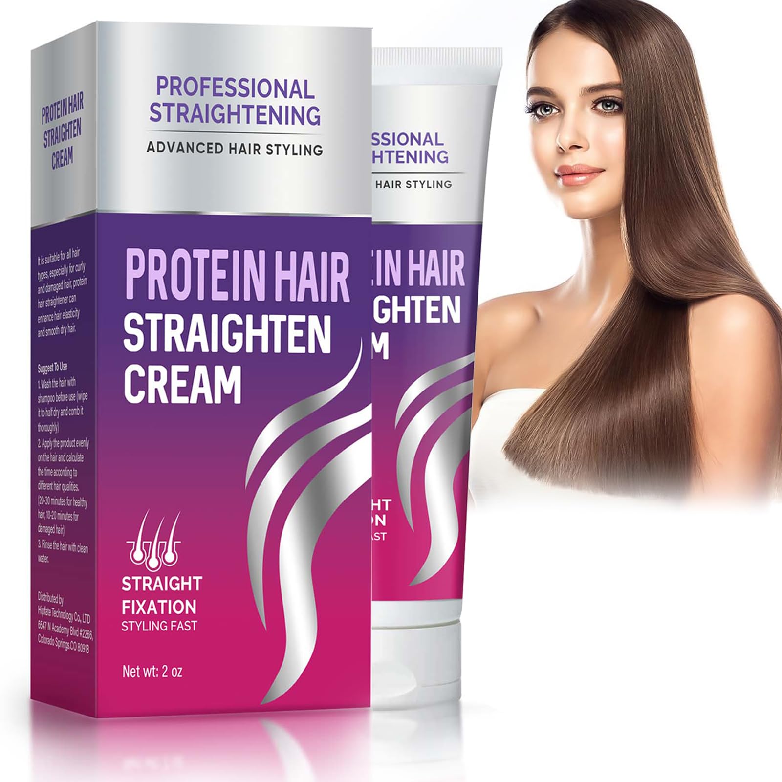 Silk & Gloss Hair Straightening Cream - 2 oz Protein Correcting Treatment for Smooth, Nourished Hair - Works on All Hair Types - Perfect for Daily Styling & Salon-Quality Results at Home