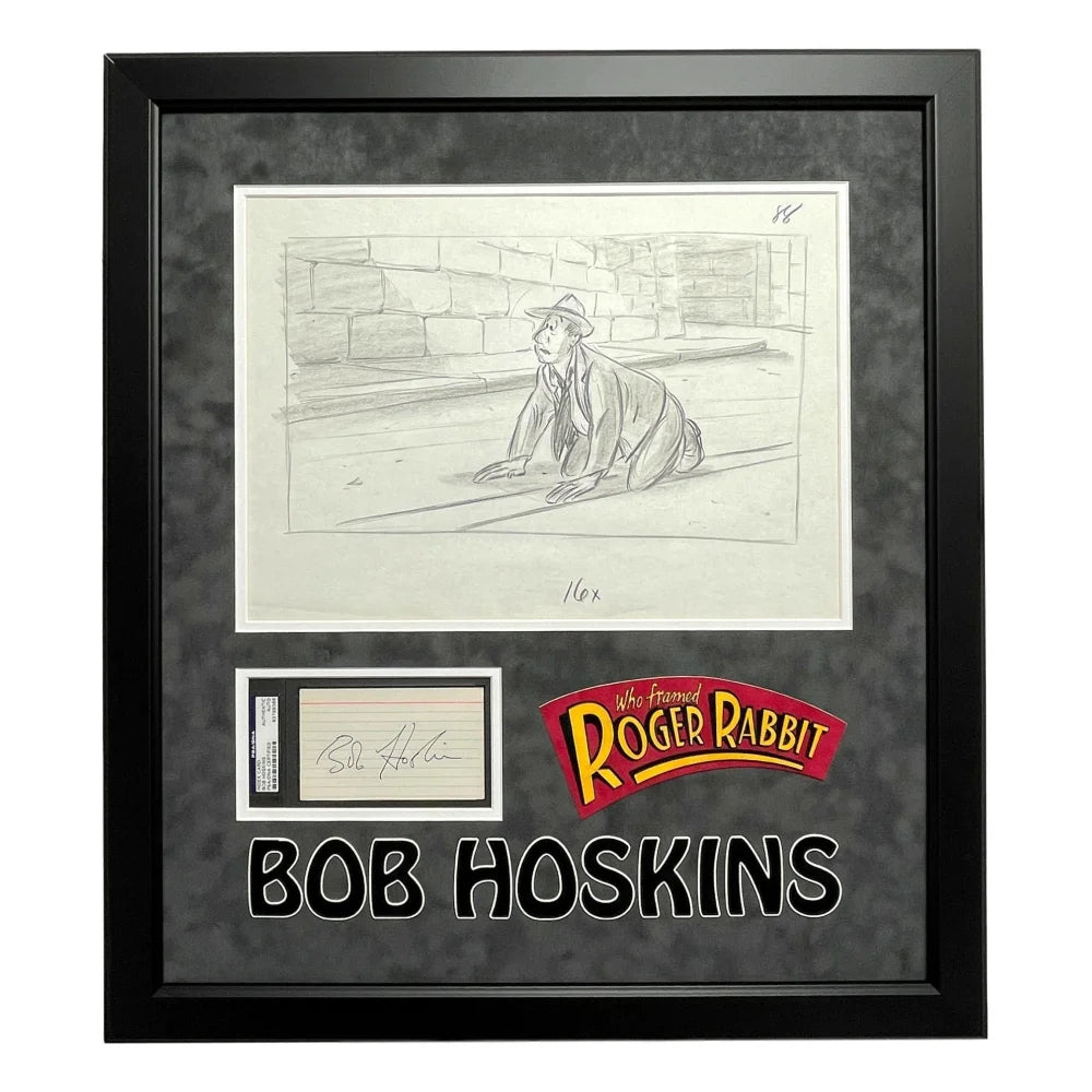 Bob Hoskins Autographed Who Framed Roger Rabbit Original Storyboard Drawing - Framed with PSA/DNA COA - Perfect for Movie Memorabilia Collectors & Disney Fans