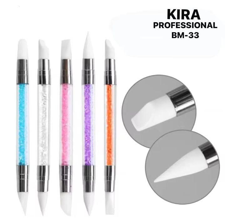 KIRA 5-Piece Dual-Sided Acrylic Nail Art Pen Set with Silicone Brush Heads & Comfortable Acrylic Handles - Perfect for DIY Nail Art, Gel Polish Application, and Professional Salon Use