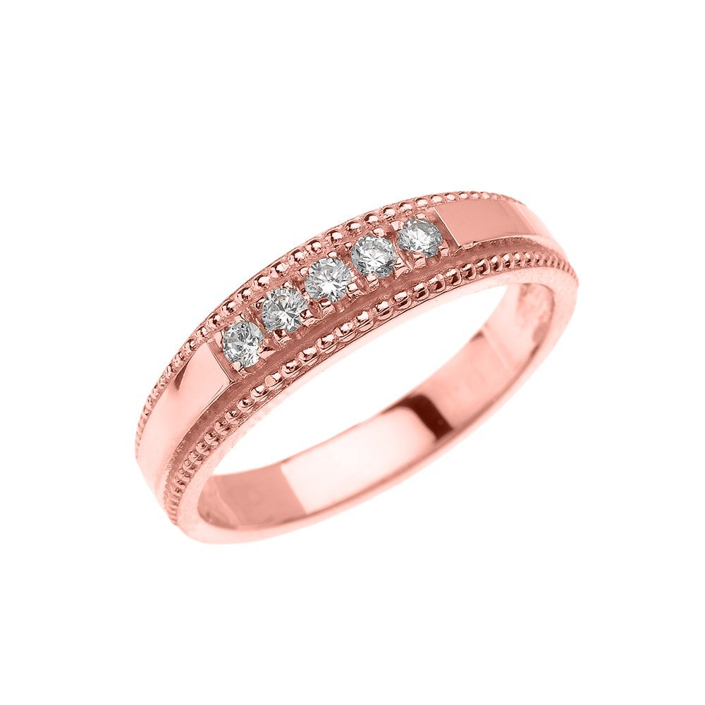14K Rose Gold Elegant Cubic Zirconia Wedding Band Ring for Women - Perfect for Bridal Jewelry, Anniversary Gifts & Special Occasions