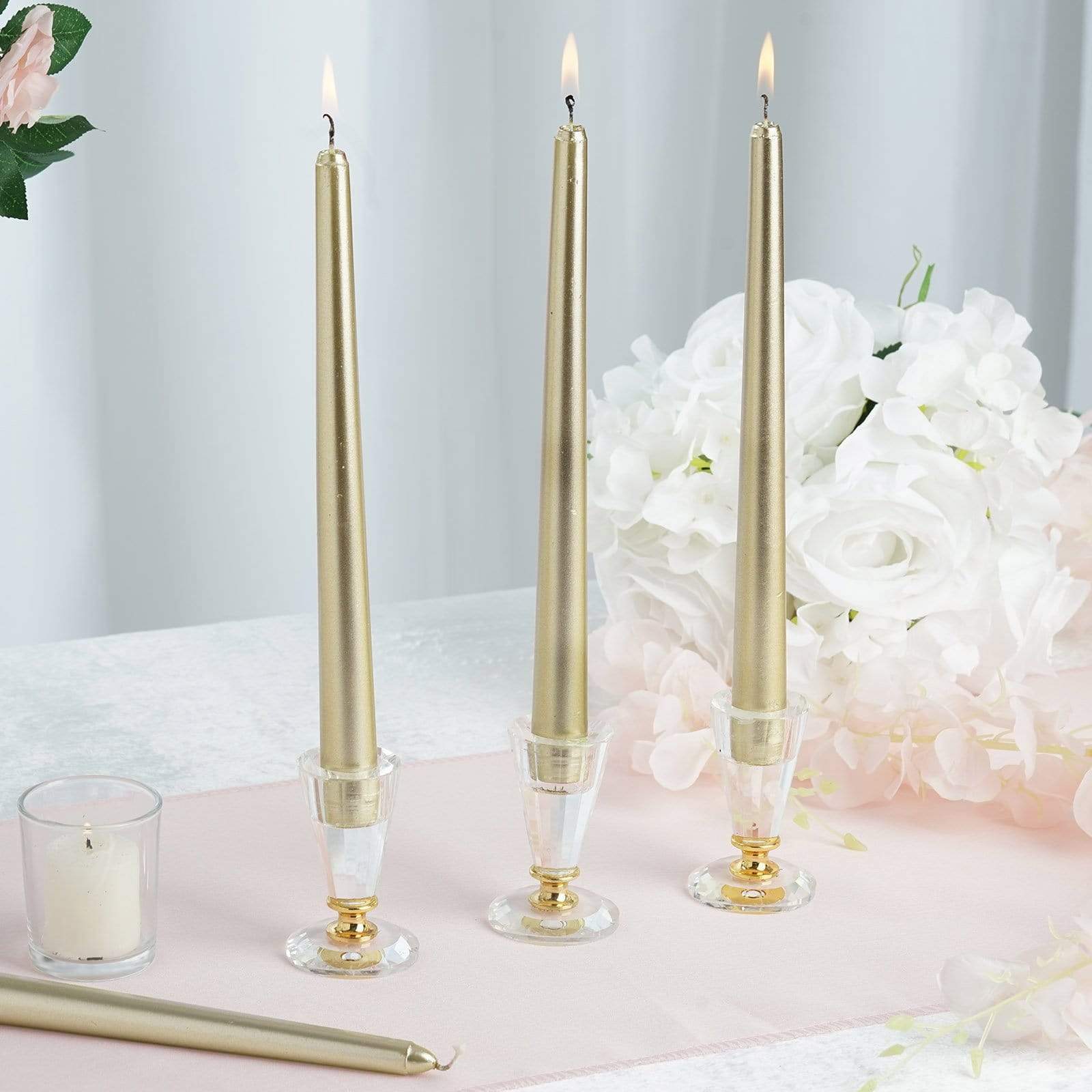 12-Pack Premium 10-Inch Taper Candles for Dining Table, Wedding Decor, and Romantic Ambiance - Long-Lasting Dripless Wax Candles for Home & Events