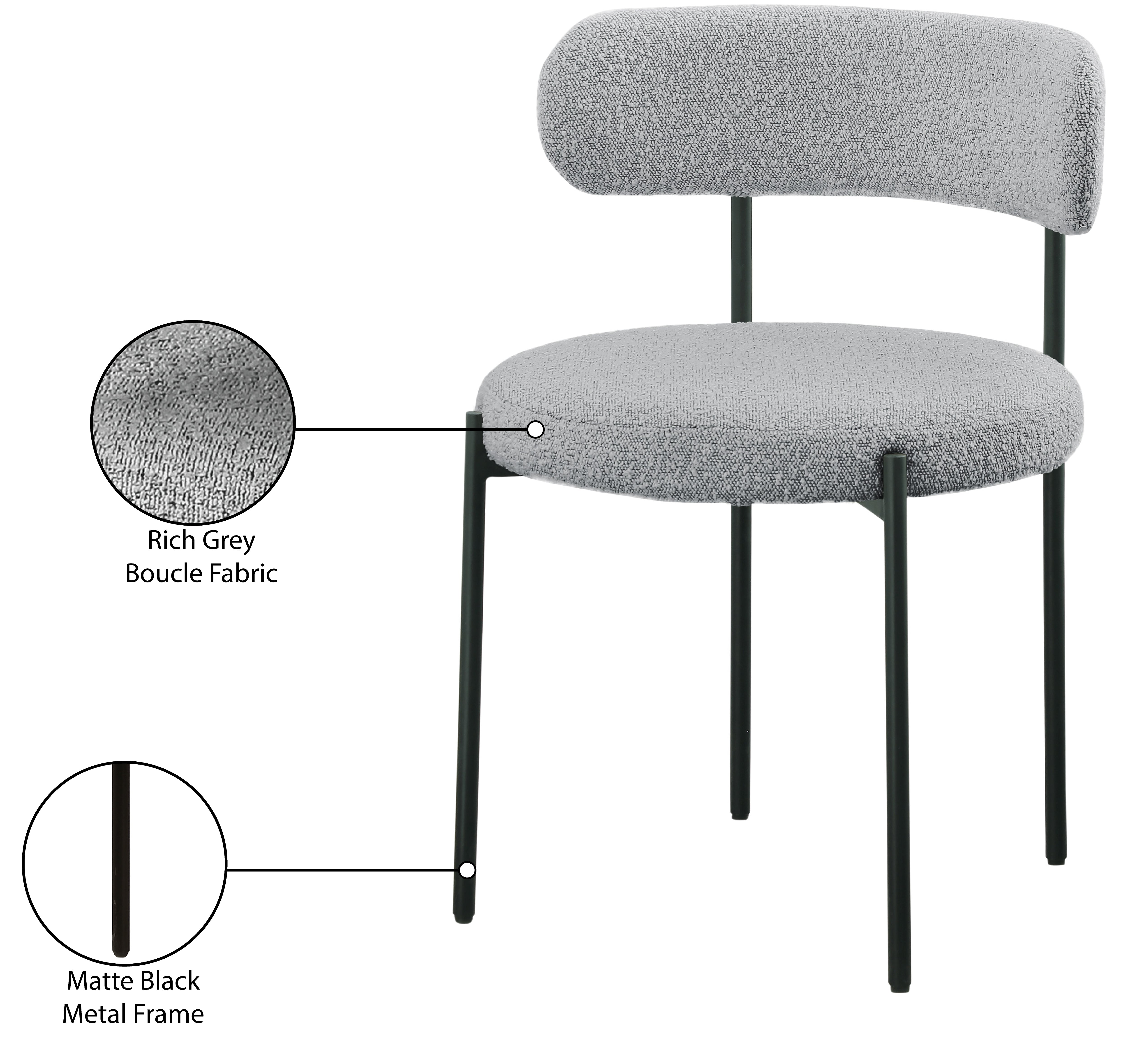Luxury Boucle Fabric Dining Chair - Modern Upholstered Accent Chair for Dining Room, Living Room & Office - Soft & Comfortable Seat with Sturdy Metal Legs