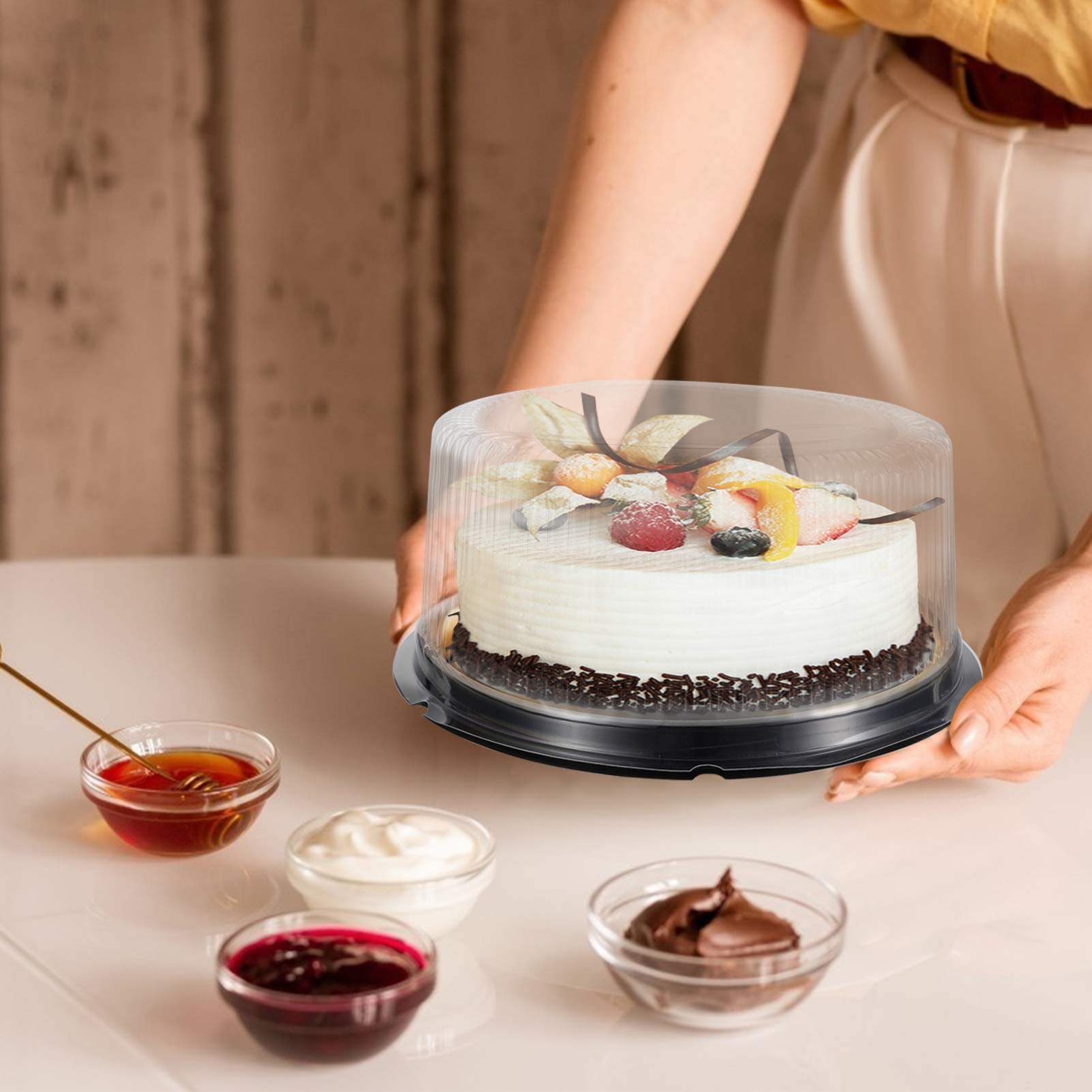 Hemoton 5-Piece Clear Cake Carrier Set - Disposable Cake Storage Container with Dome Lid for Cheesecake, Wedding Cakes & Desserts | Perfect for Bakeries, Catering & Party Serving