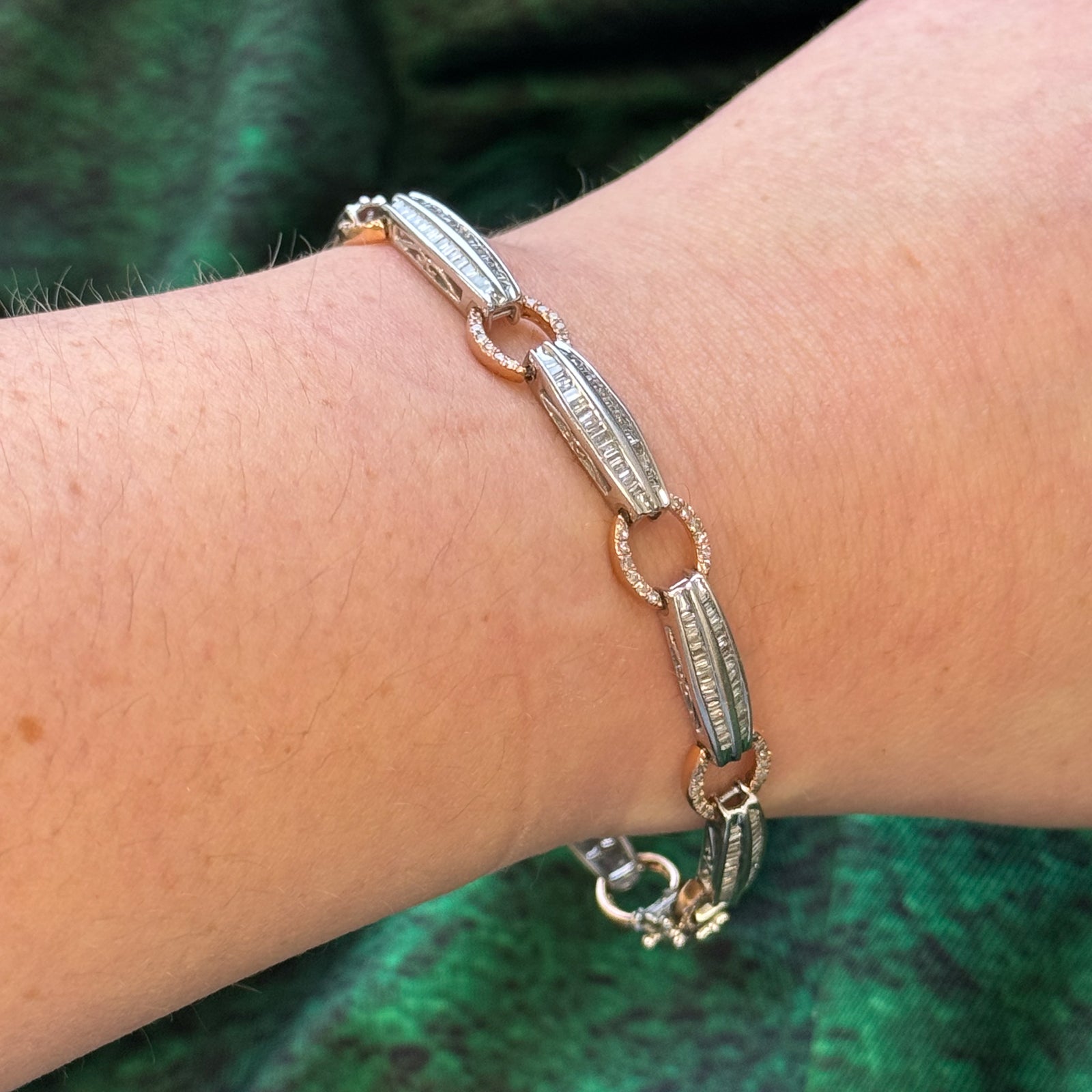 1.98ctw Diamond Two Tone Bracelet for Women - 7.5 Inch Sterling Silver & Gold Plated Tennis Bracelet | Perfect for Weddings, Anniversaries & Special Occasions