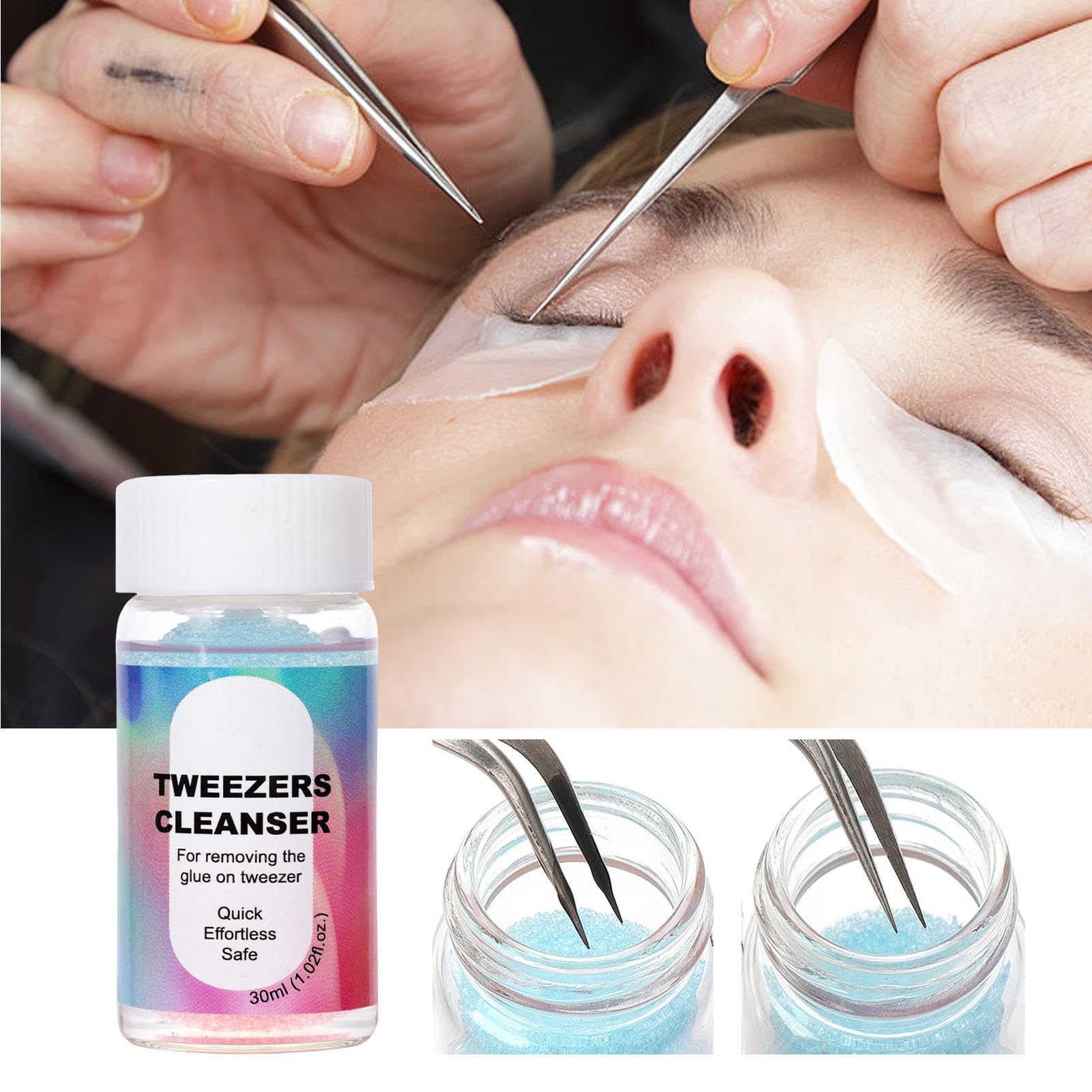 Gormyel Eyelash Extension Tweezers Cleaner Kit - Professional Eyelash Tweezer Cleaning Liquid with Sponge Ball for Lash Artists | Perfect for Salon, Home Use & DIY Lash Extensions