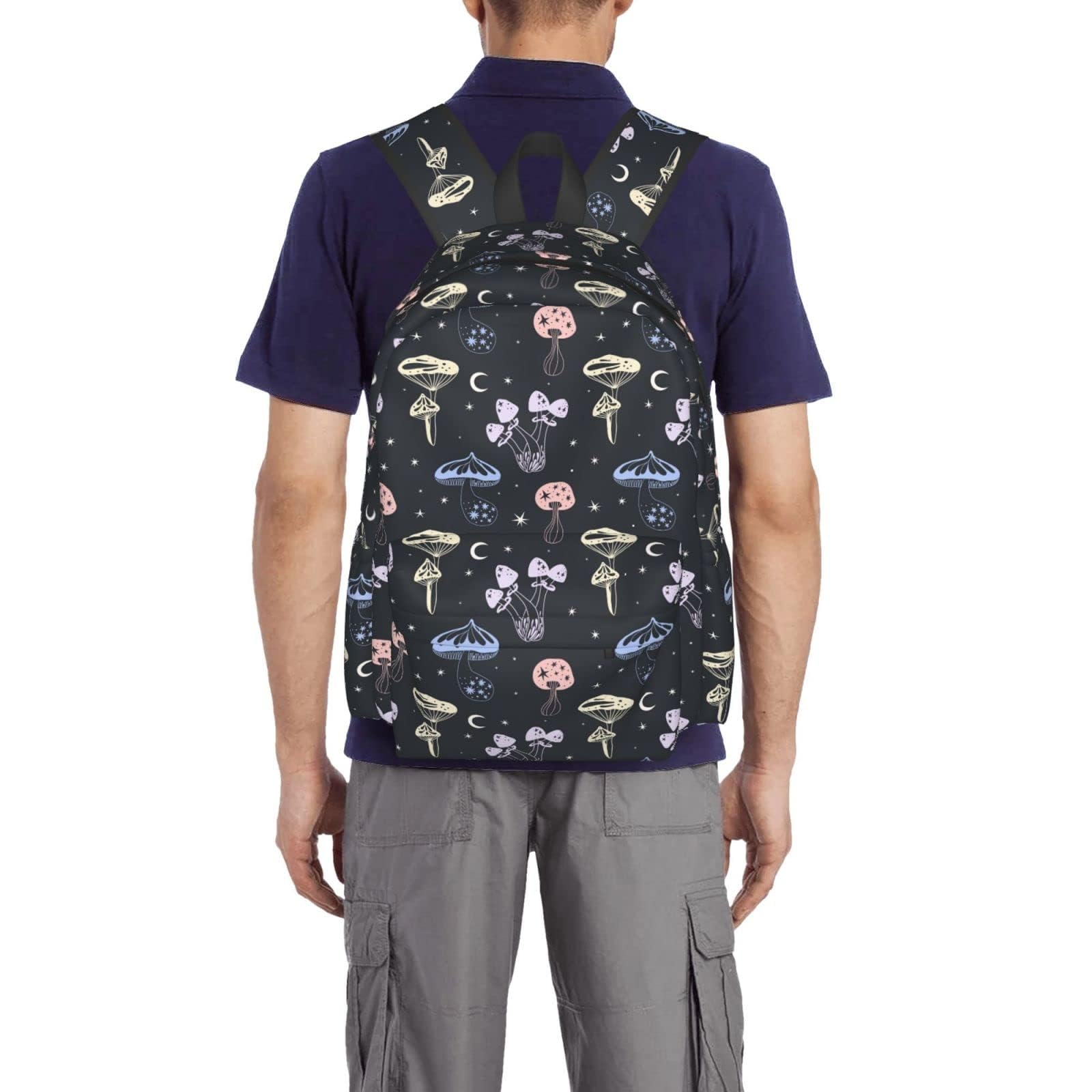 Pastel Space Mushroom Backpack - Large Lightweight Laptop Backpack for School, Travel & Work | Stylish Daypack for Teens, Kids, Boys & Girls | Perfect for College, Commuting & Outdoor Adventures