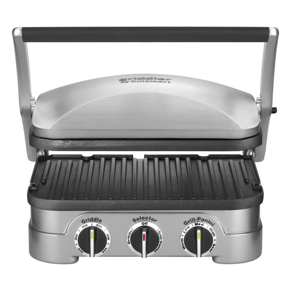 Cuisinart 5-in-1 Griddler Grill & Panini Press - Refurbished with Warranty | Indoor Grilling, Panini Making & More | Perfect for Home Cooking & Entertaining