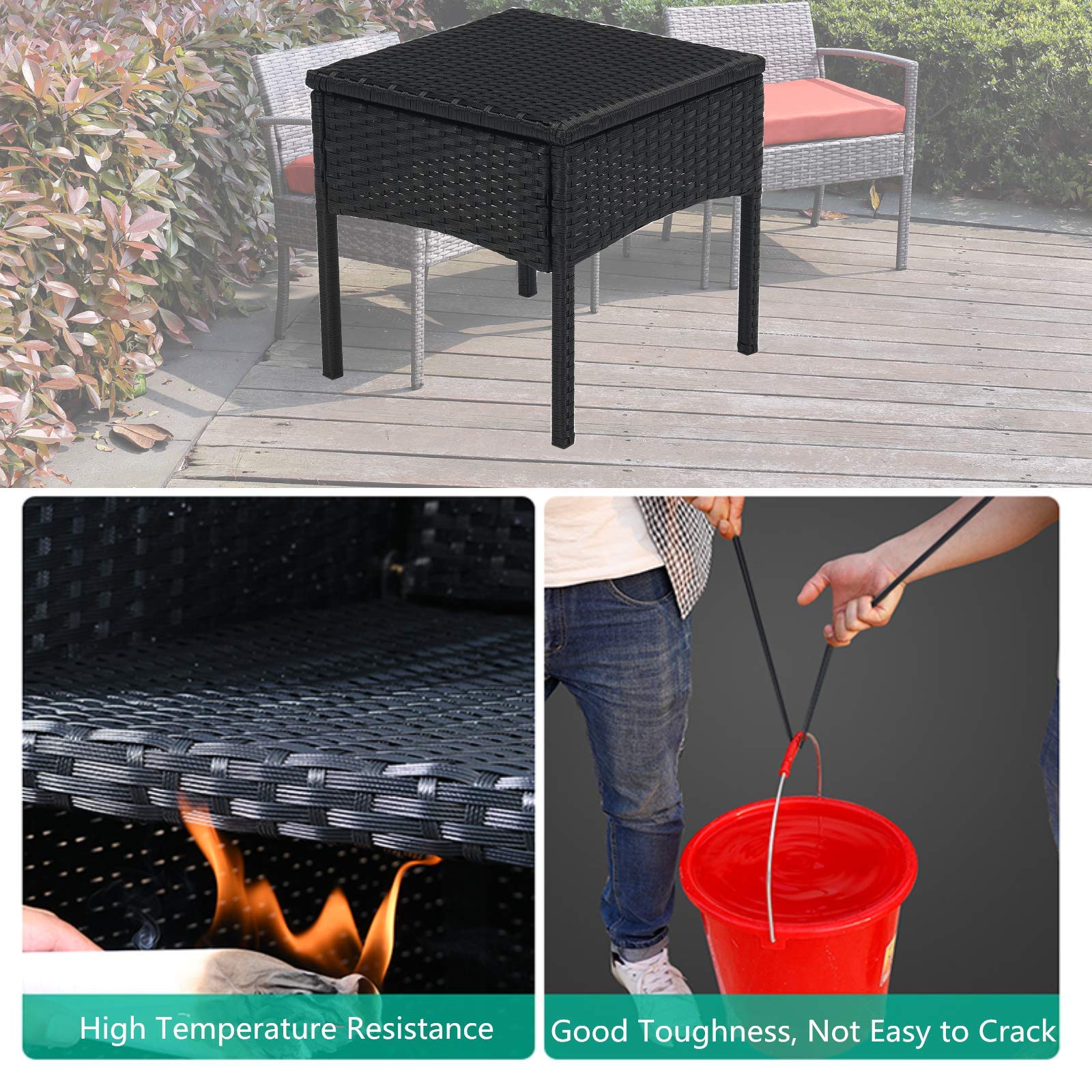 **3-Piece Outdoor Patio Set - Wicker Bistro Chairs with Table & Cushions for Balcony, Backyard, Porch - Perfect for Relaxing & Entertaining (Red)**