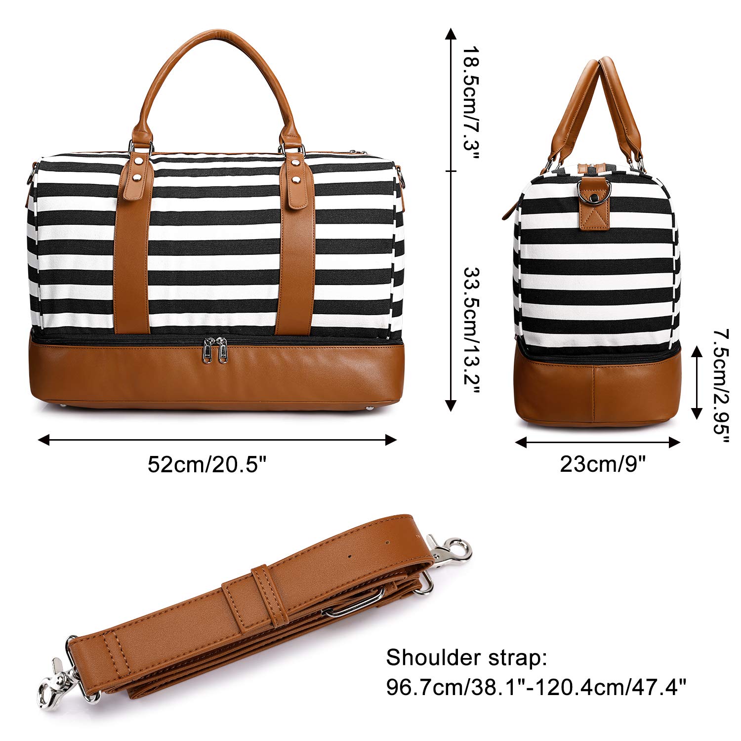 Newshows Women's Canvas Weekender Bag - Large Travel Duffel Carry On Tote with Luggage Sleeve - Perfect for Overnight Trips, Gym, Beach & Weekend Getaways