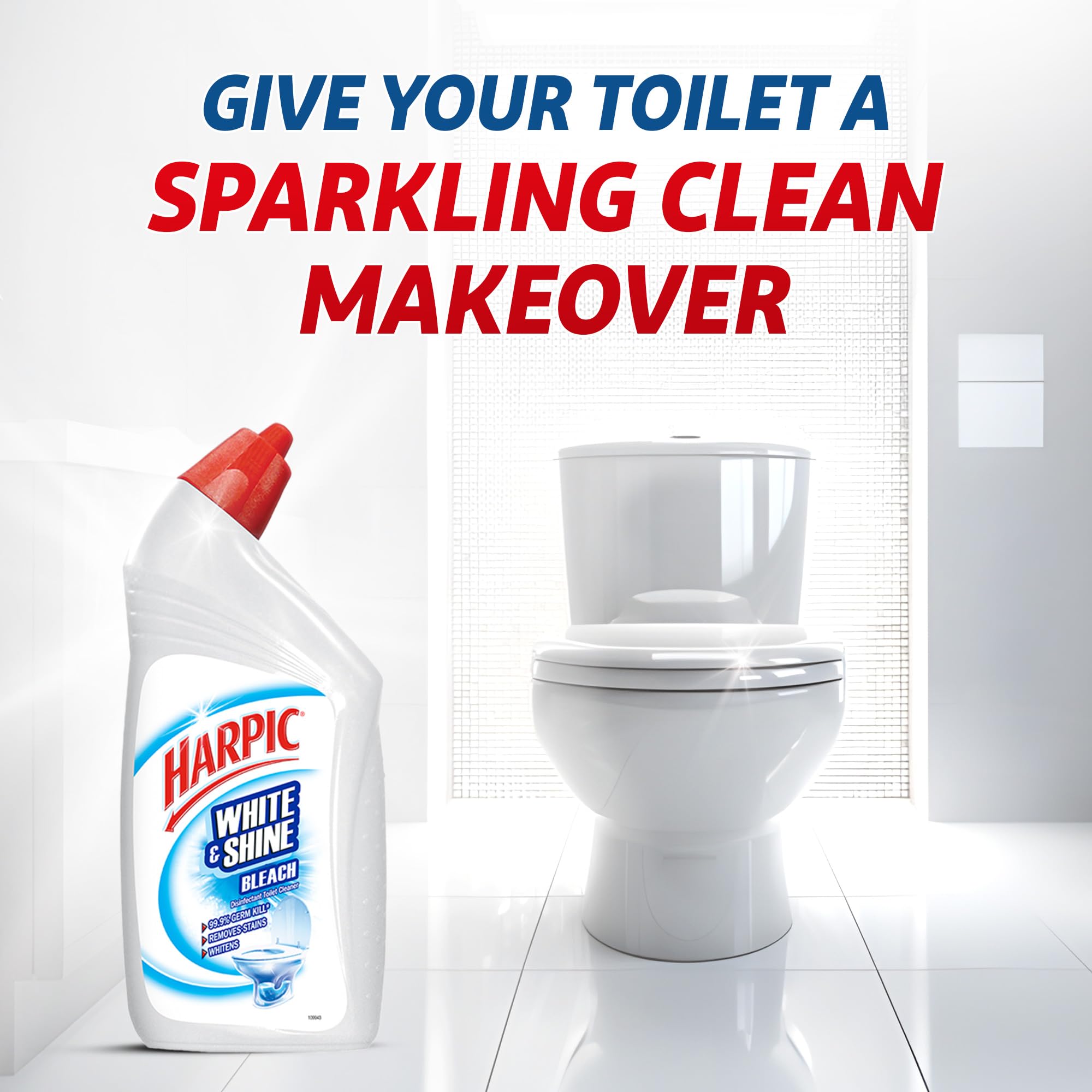 Harpic Toilet Cleaner Liquid 500ml (Pack of 2) - Bleach, Disinfectant & Whitener for Bathroom Cleaning | Removes Stains & Odors | Ideal for Toilets, Sinks & Tiles