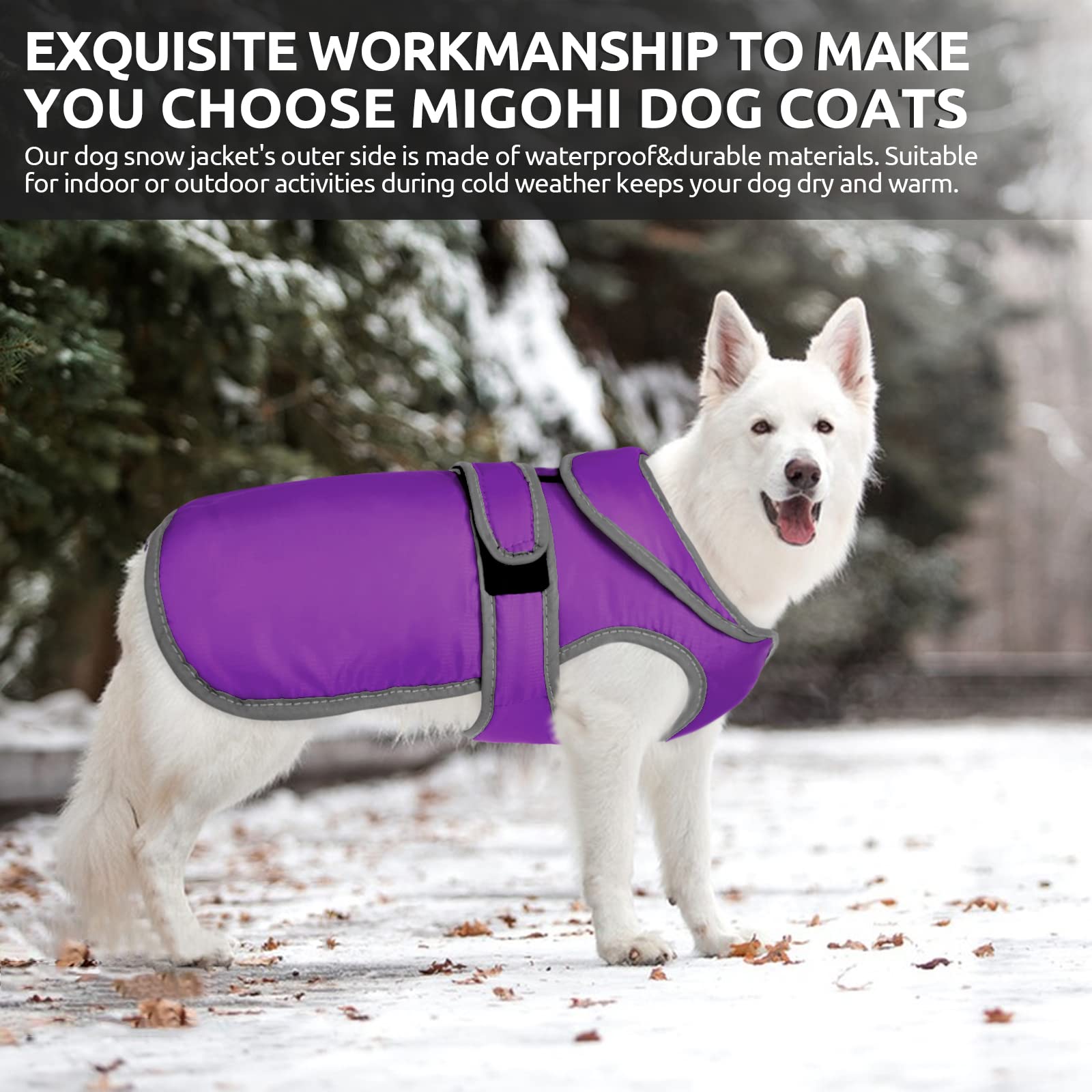 MIGOHI Reflective Dog Coat - Waterproof Windproof Winter Jacket for Small Medium Large Dogs, Fleece Lined Reversible Snowsuit for Cold Weather - Perfect for Walking, Hiking & Outdoor Adventures in Snowy Conditions